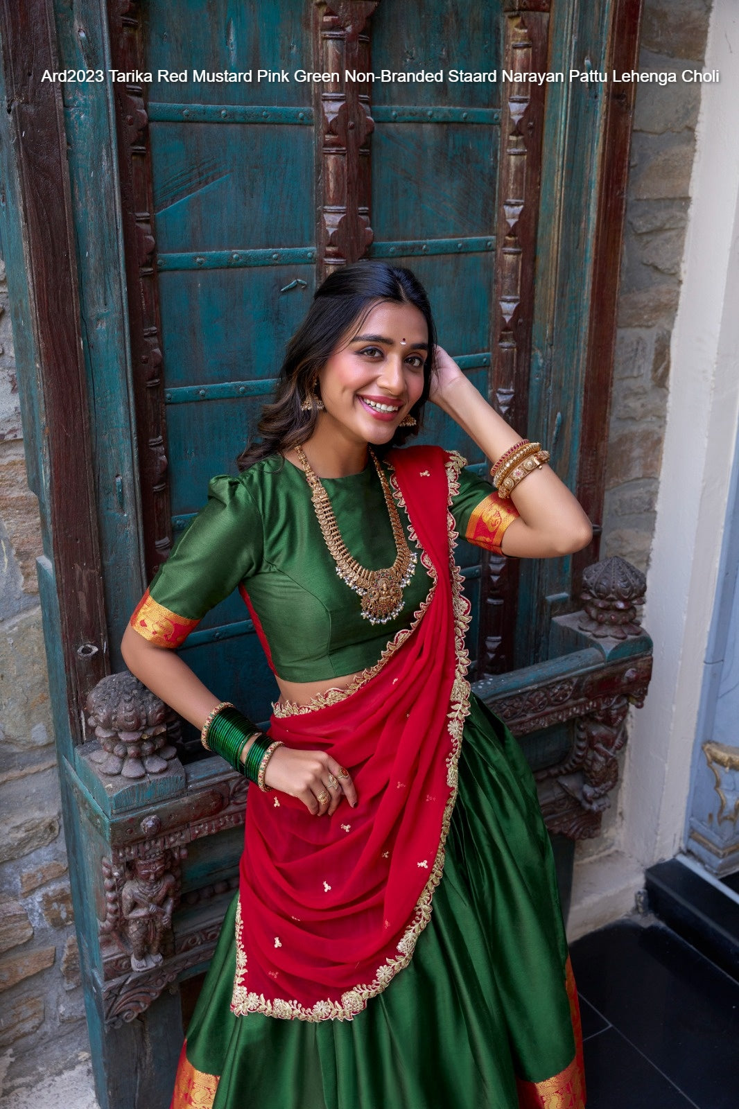 Ard2023 Tarika Red Mustard Pink Green Non-Branded Staard Narayan Pattu Lehenga Choli