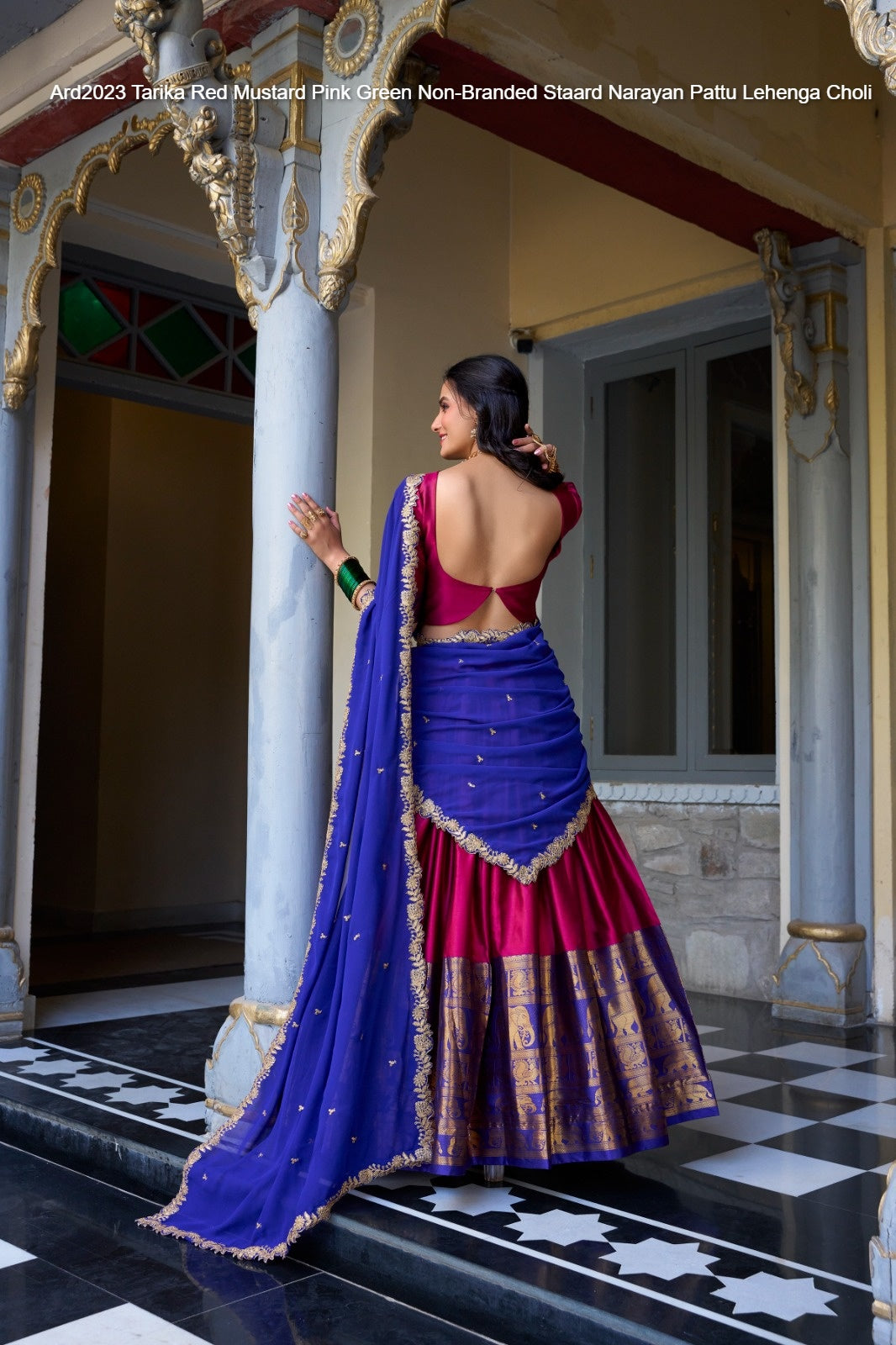 Ard2023 Tarika Red Mustard Pink Green Non-Branded Staard Narayan Pattu Lehenga Choli