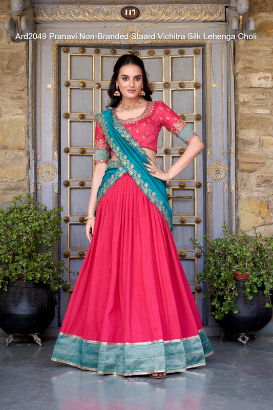 Ard2049 Pranavi Non-Branded Staard Vichitra Silk Lehenga Choli