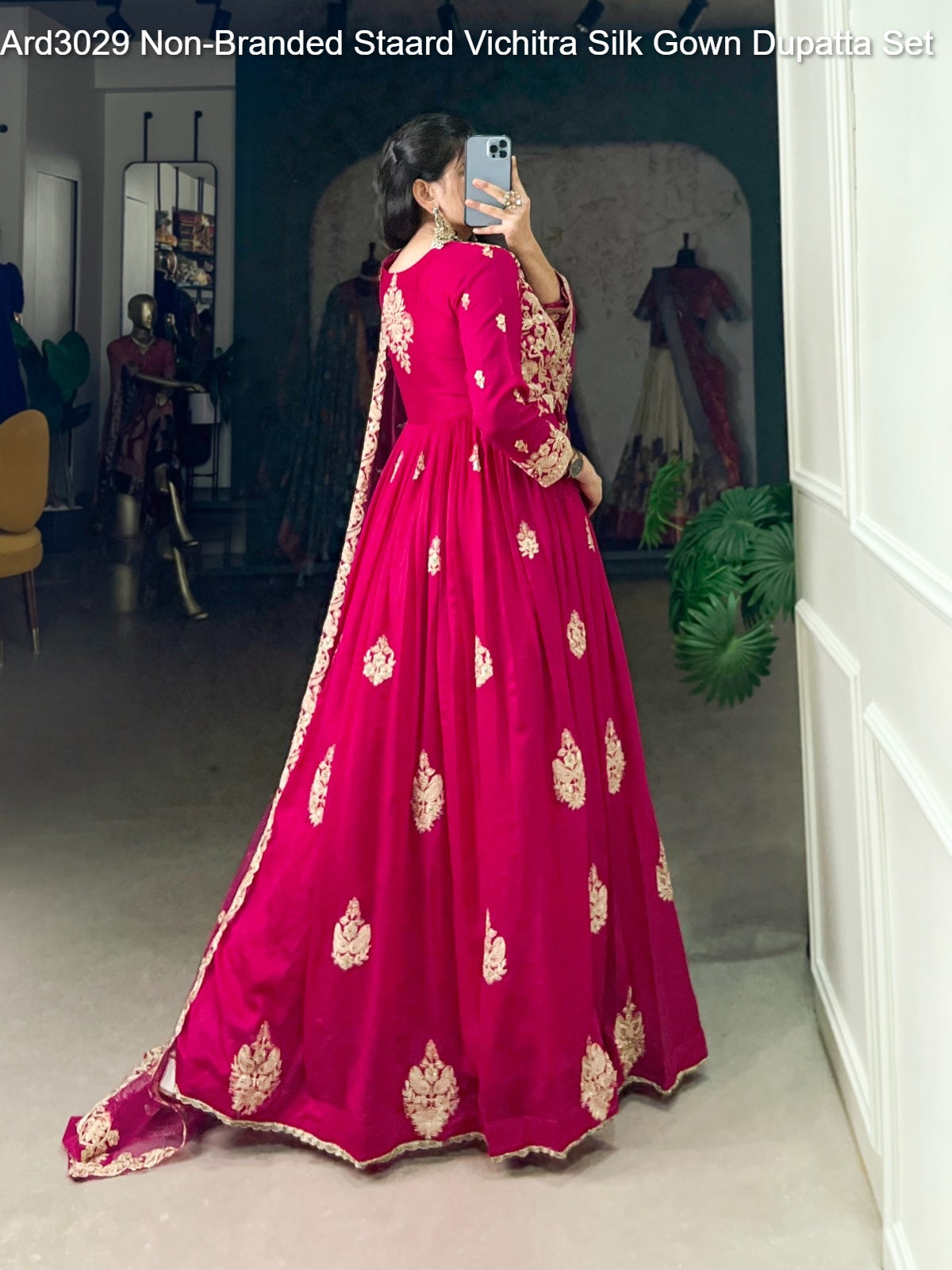 Ard3029 Non-Branded Staard Vichitra Silk Gown Dupatta Set