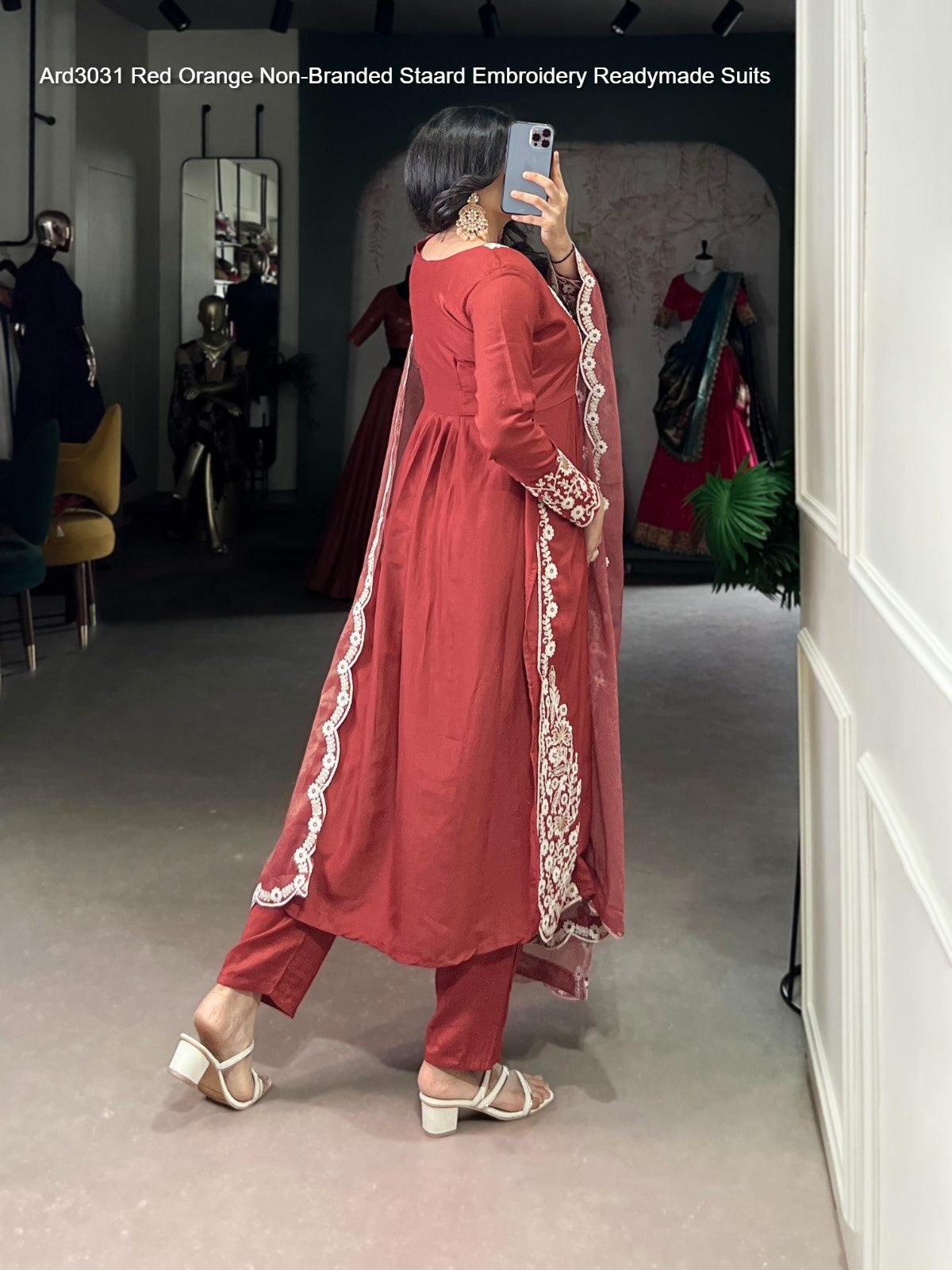 Ard3031 Red Orange Non-Branded Staard Embroidery Readymade Suits