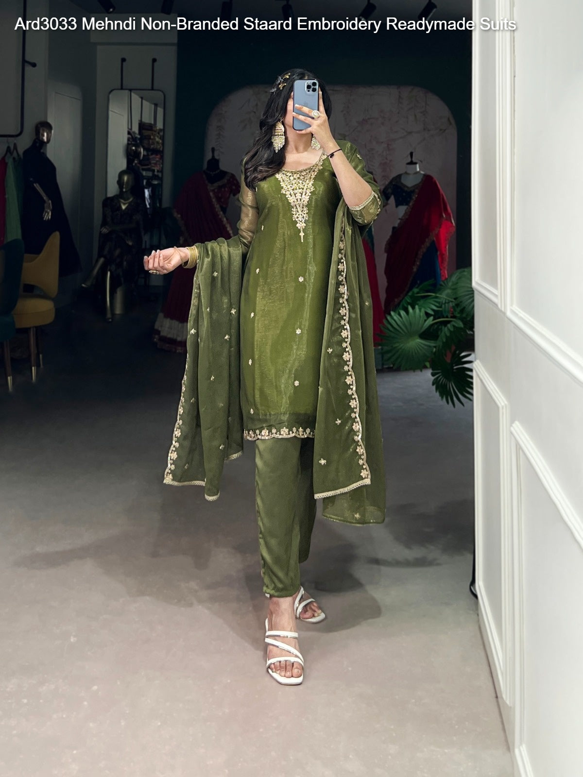 Ard3033 Mehndi Non-Branded Staard Embroidery Readymade Suits