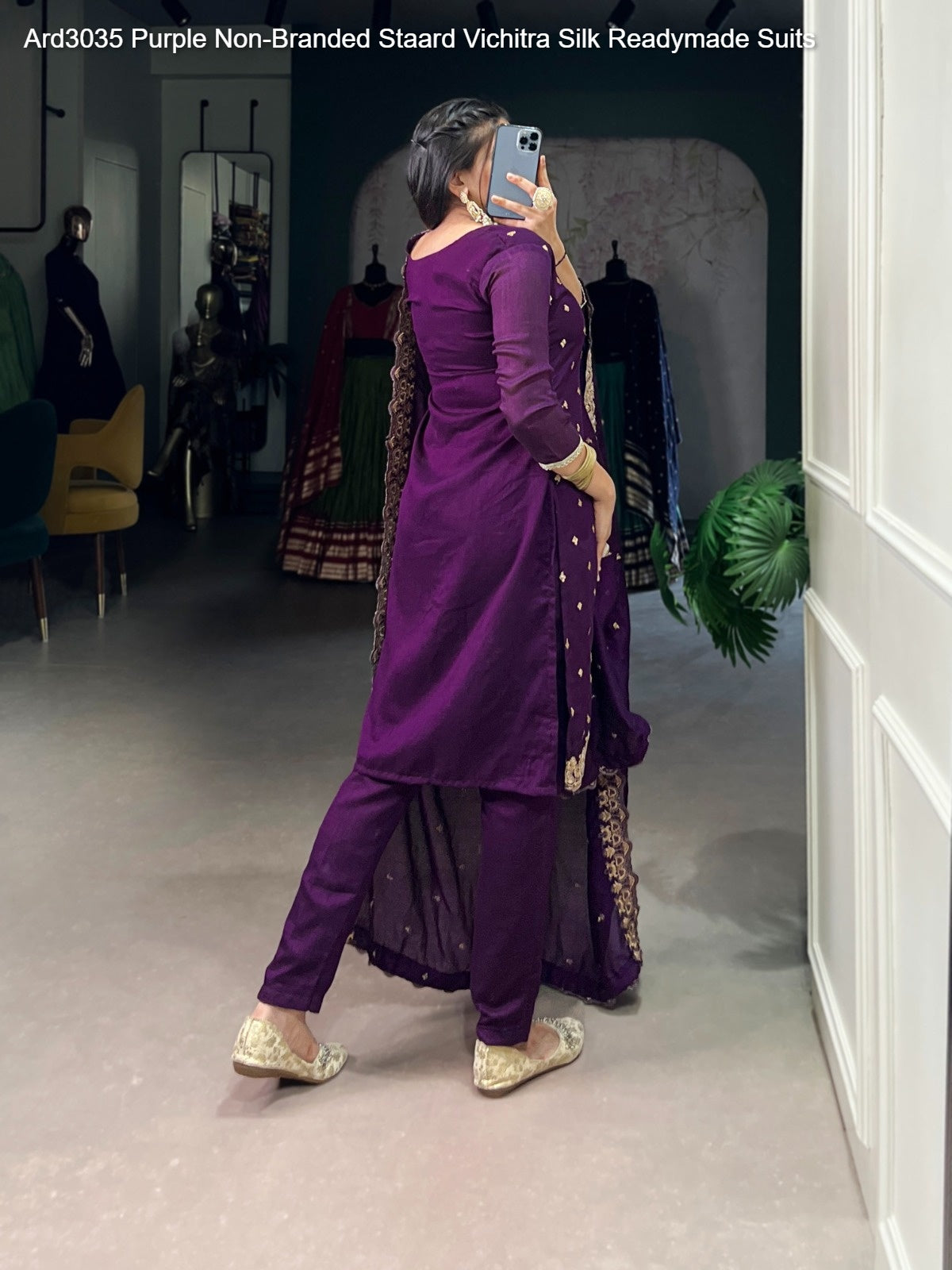Ard3035 Purple Non-Branded Staard Vichitra Silk Readymade Suits