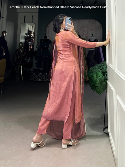 Ard3040 Dark Peach Non-Branded Staard Viscose Readymade Suits