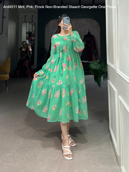 Ard4511 Mnt, Pnk, Frock Non-Branded Staard Georgette One Piece