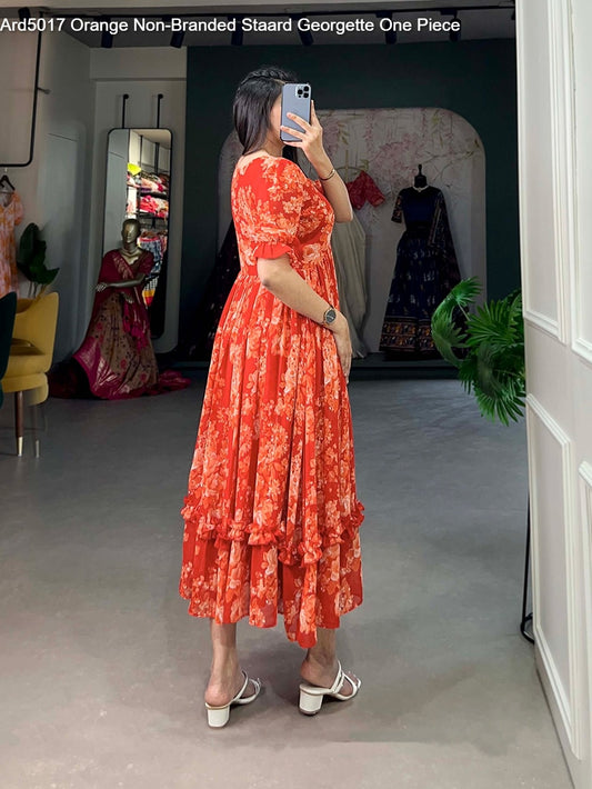 Ard5017 Orange Non-Branded Staard Georgette One Piece