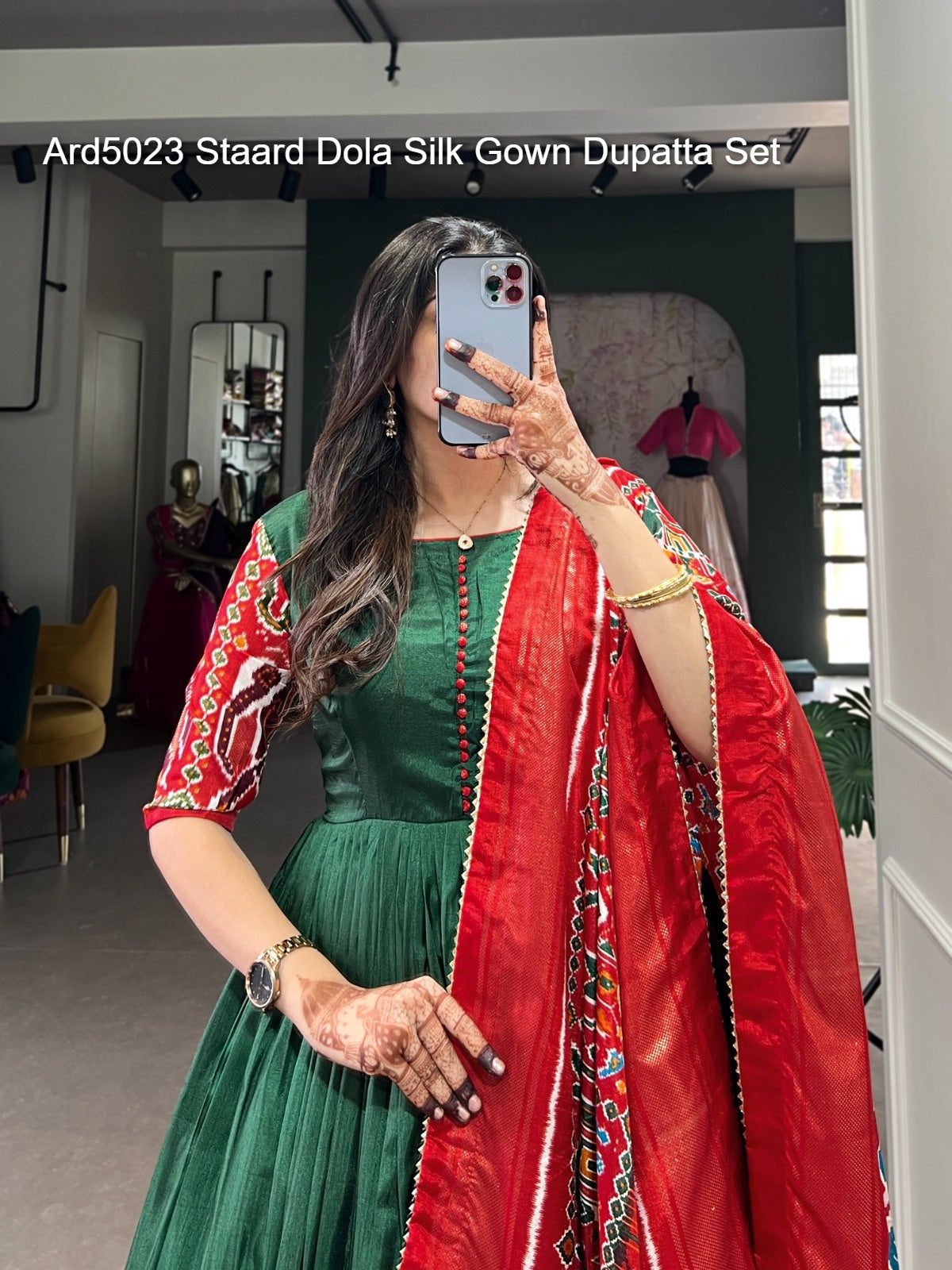 Ard5023 Staard Dola Silk Gown Dupatta Set