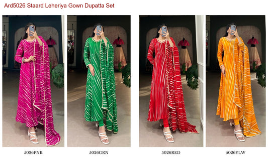 Ard5026 Staard Leheriya Gown Dupatta Set
