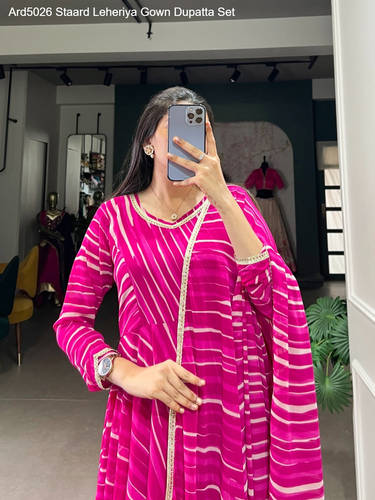 Ard5026 Staard Leheriya Gown Dupatta Set