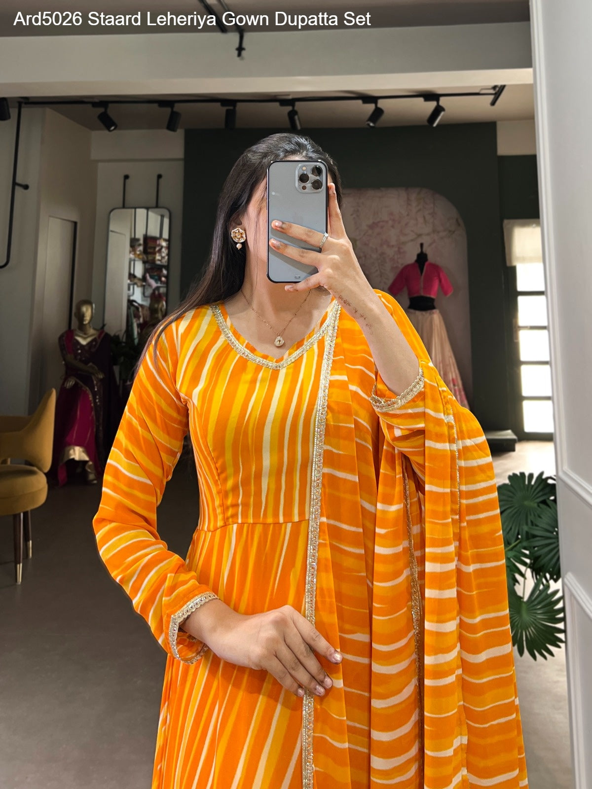 Ard5026 Staard Leheriya Gown Dupatta Set