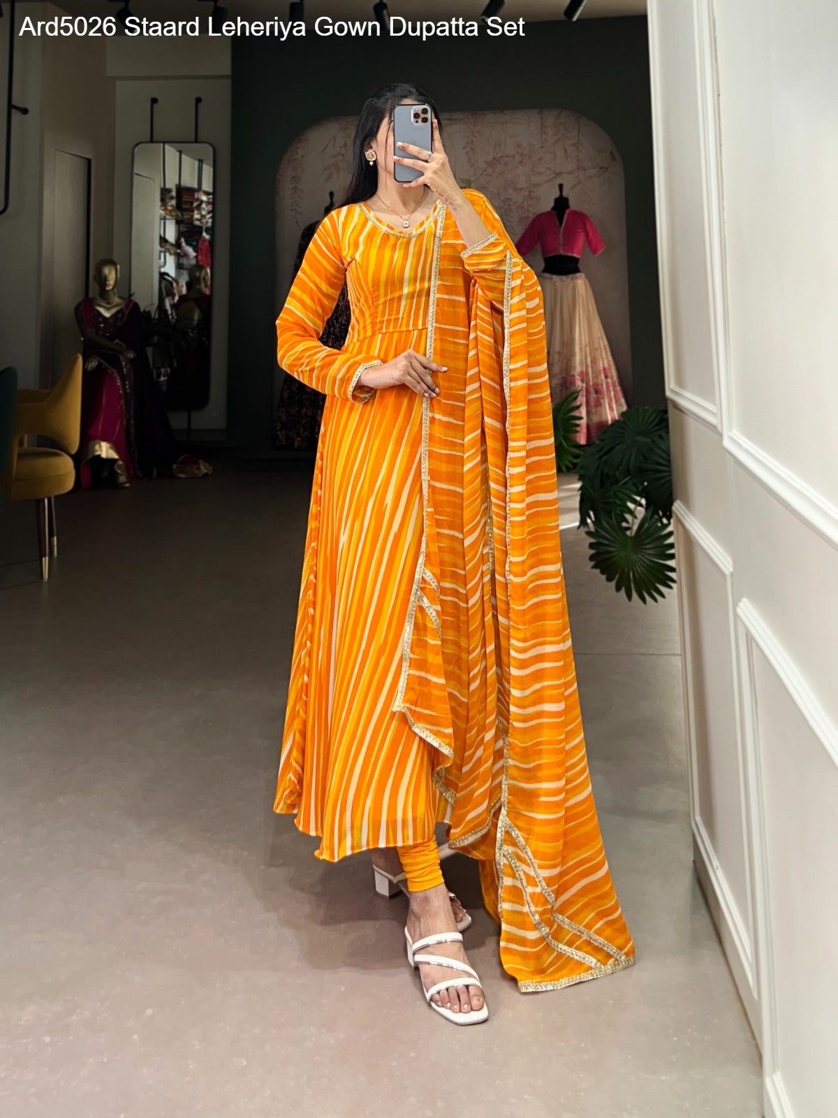 Ard5026 Staard Leheriya Gown Dupatta Set