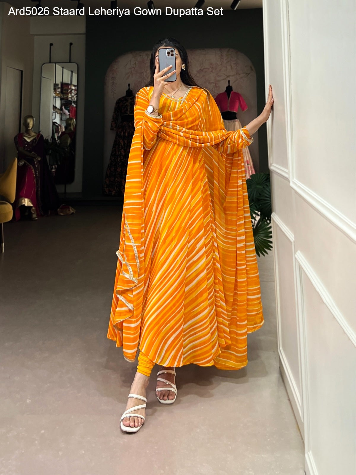 Ard5026 Staard Leheriya Gown Dupatta Set