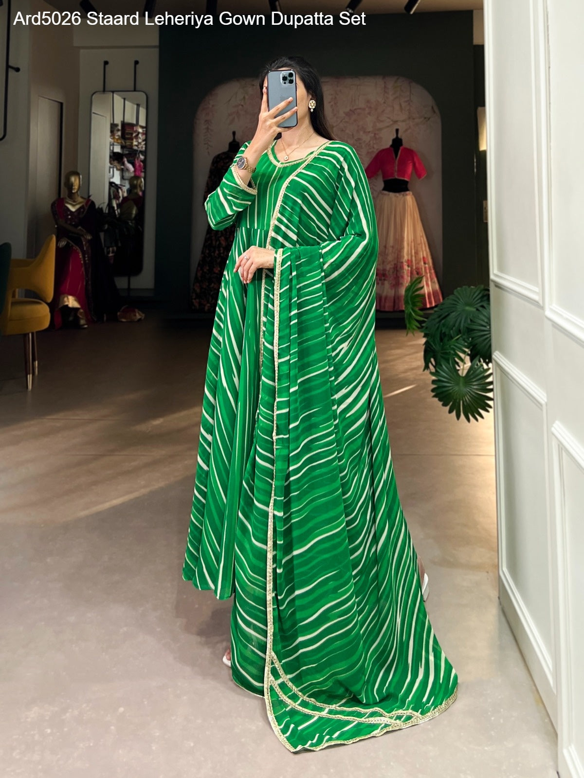 Ard5026 Staard Leheriya Gown Dupatta Set