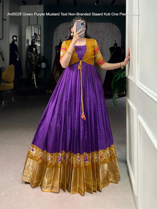 Ard5028 Green Purple Mustard Teal Non-Branded Staard Koti One Piece Gown