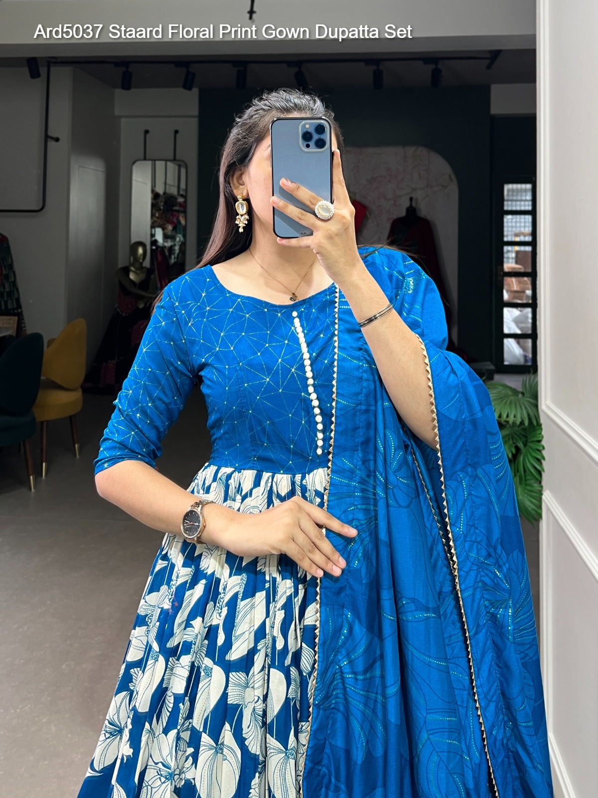 Ard5037 Staard Floral Print Gown Dupatta Set