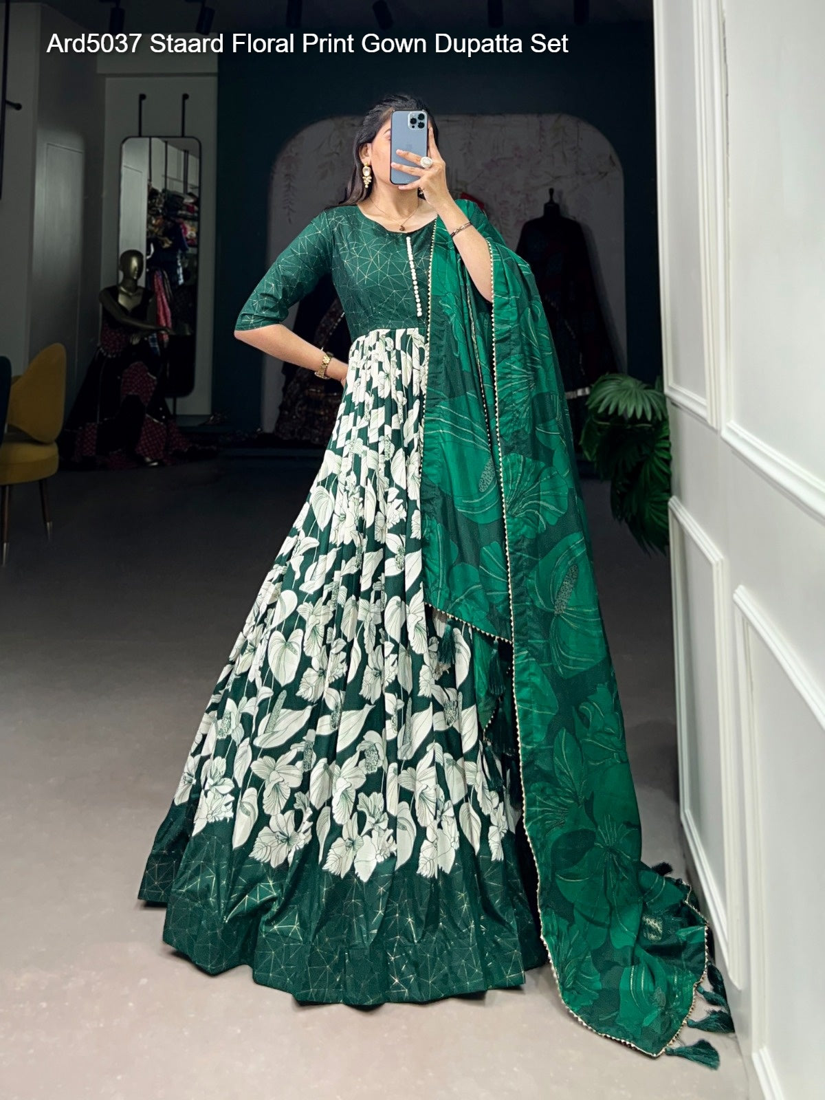Ard5037 Staard Floral Print Gown Dupatta Set