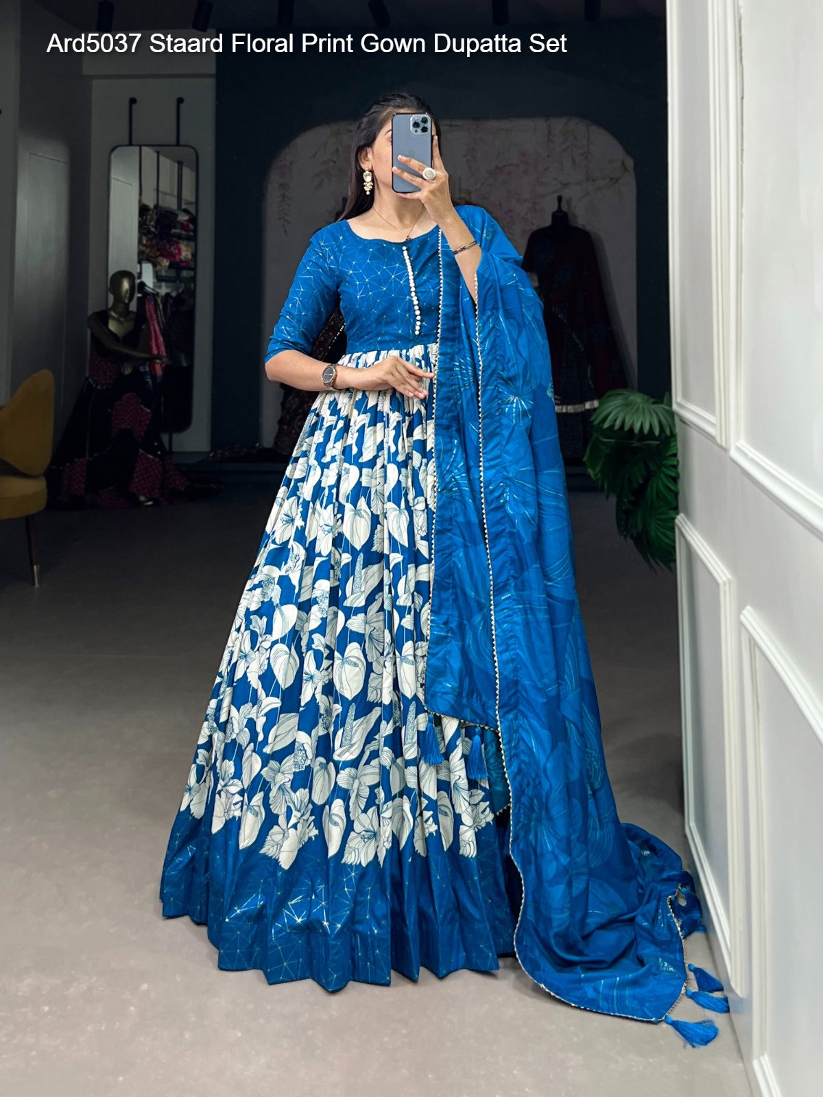 Ard5037 Staard Floral Print Gown Dupatta Set