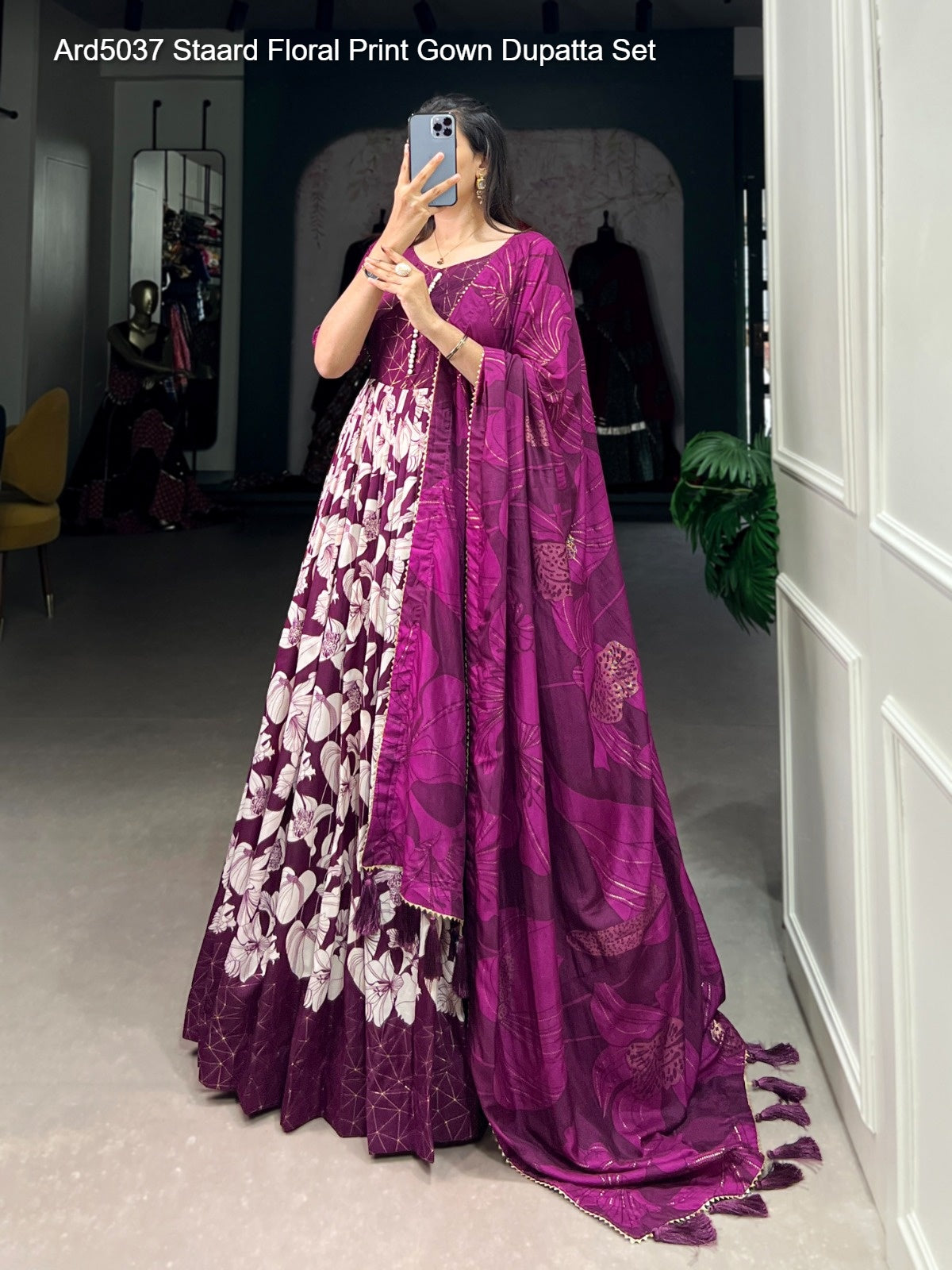 Ard5037 Staard Floral Print Gown Dupatta Set