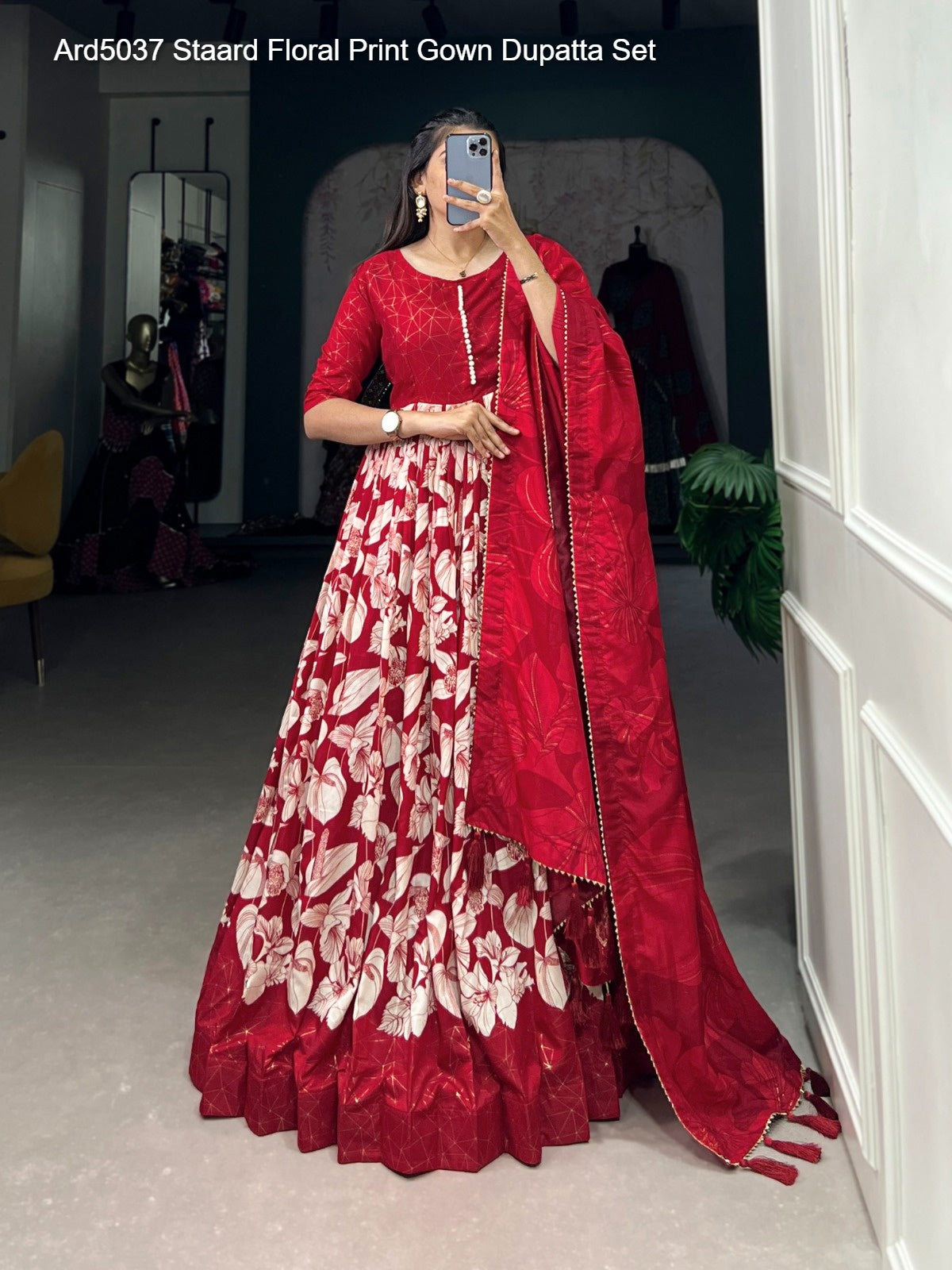 Ard5037 Staard Floral Print Gown Dupatta Set