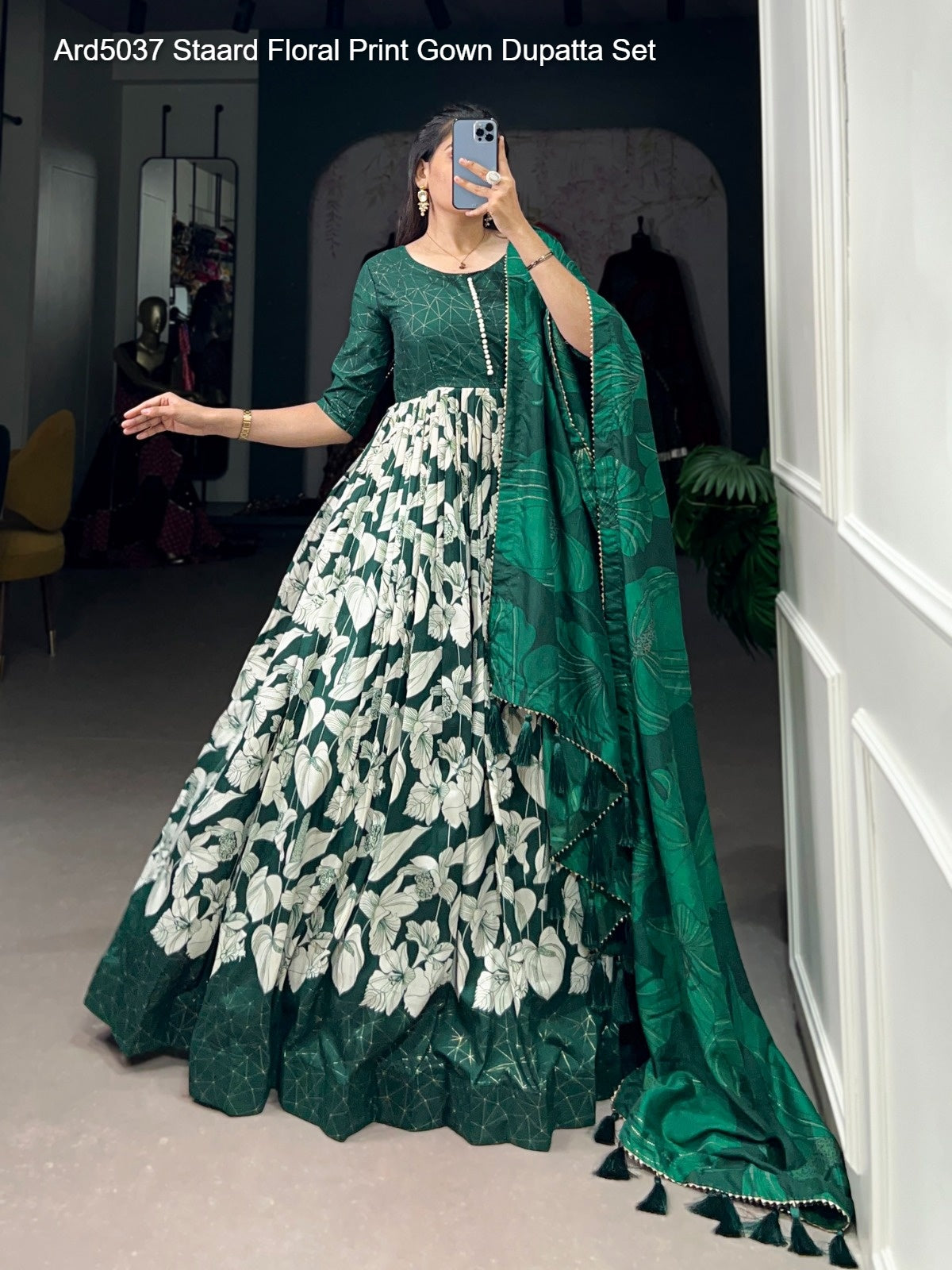 Ard5037 Staard Floral Print Gown Dupatta Set