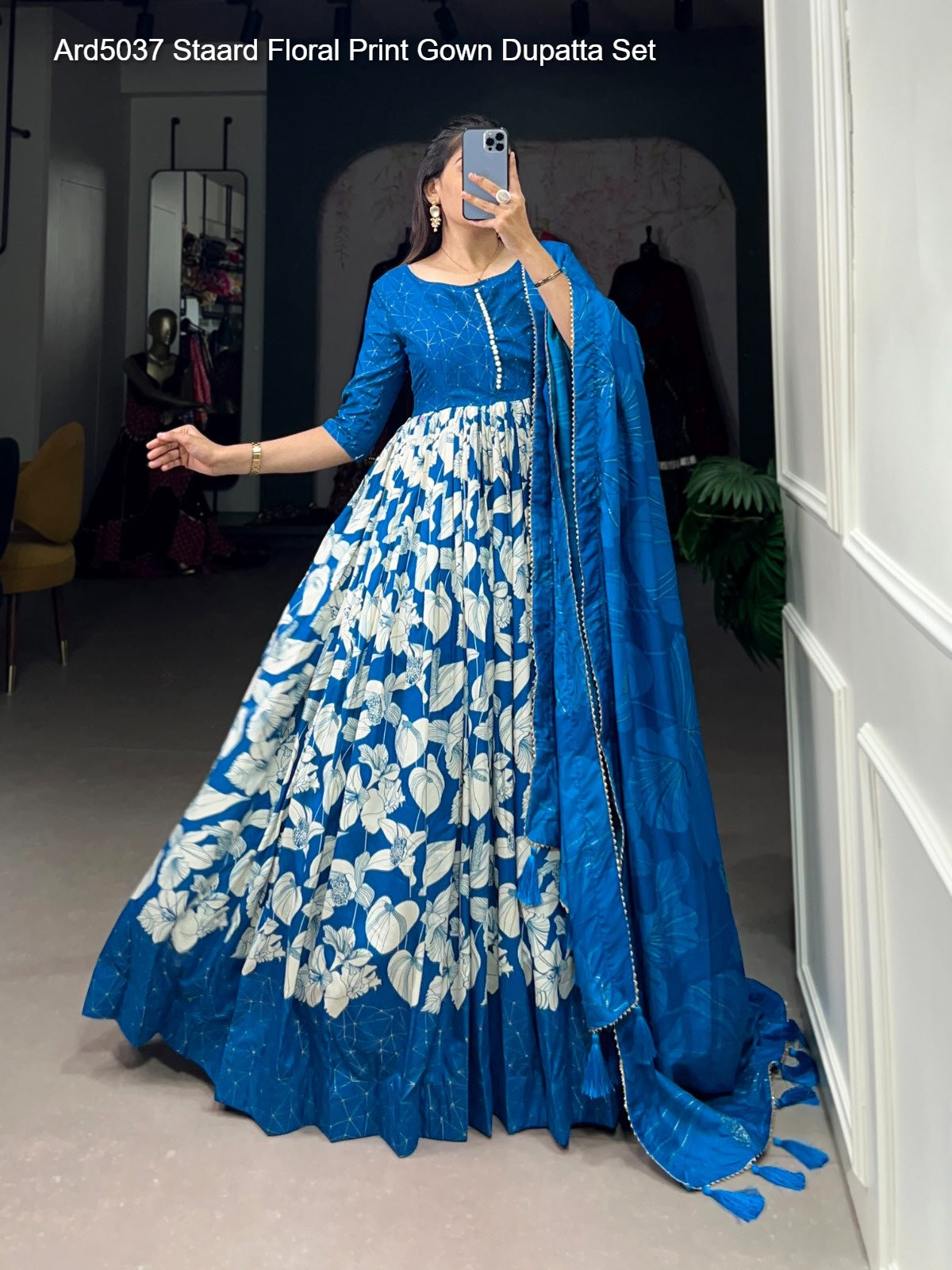 Ard5037 Staard Floral Print Gown Dupatta Set