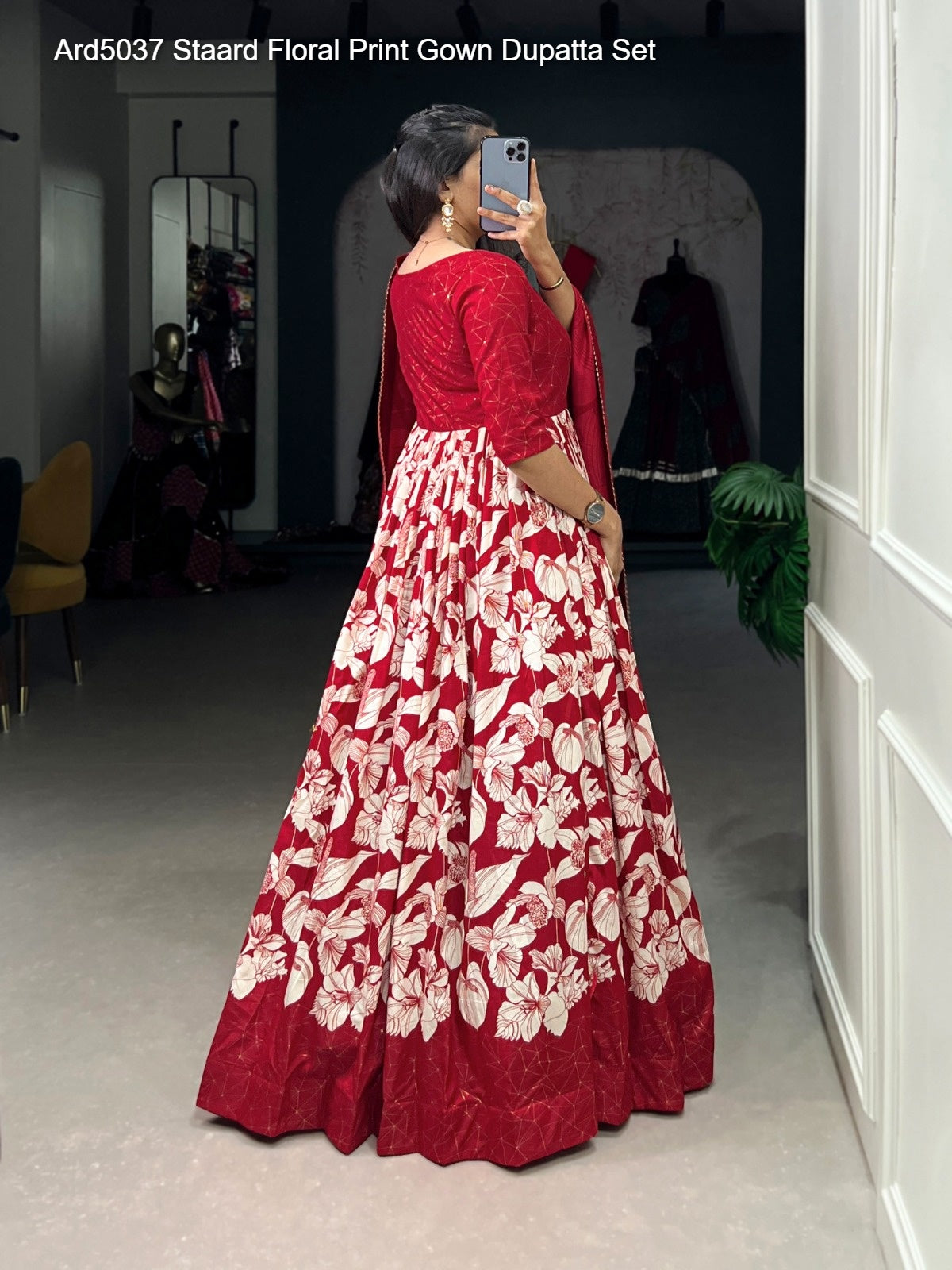 Ard5037 Staard Floral Print Gown Dupatta Set