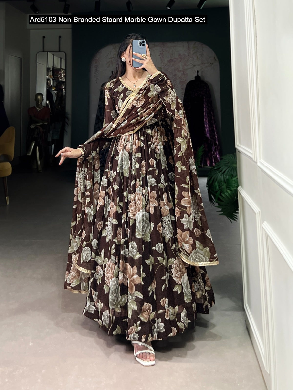 Ard5103 Non-Branded Staard Marble Gown Dupatta Set