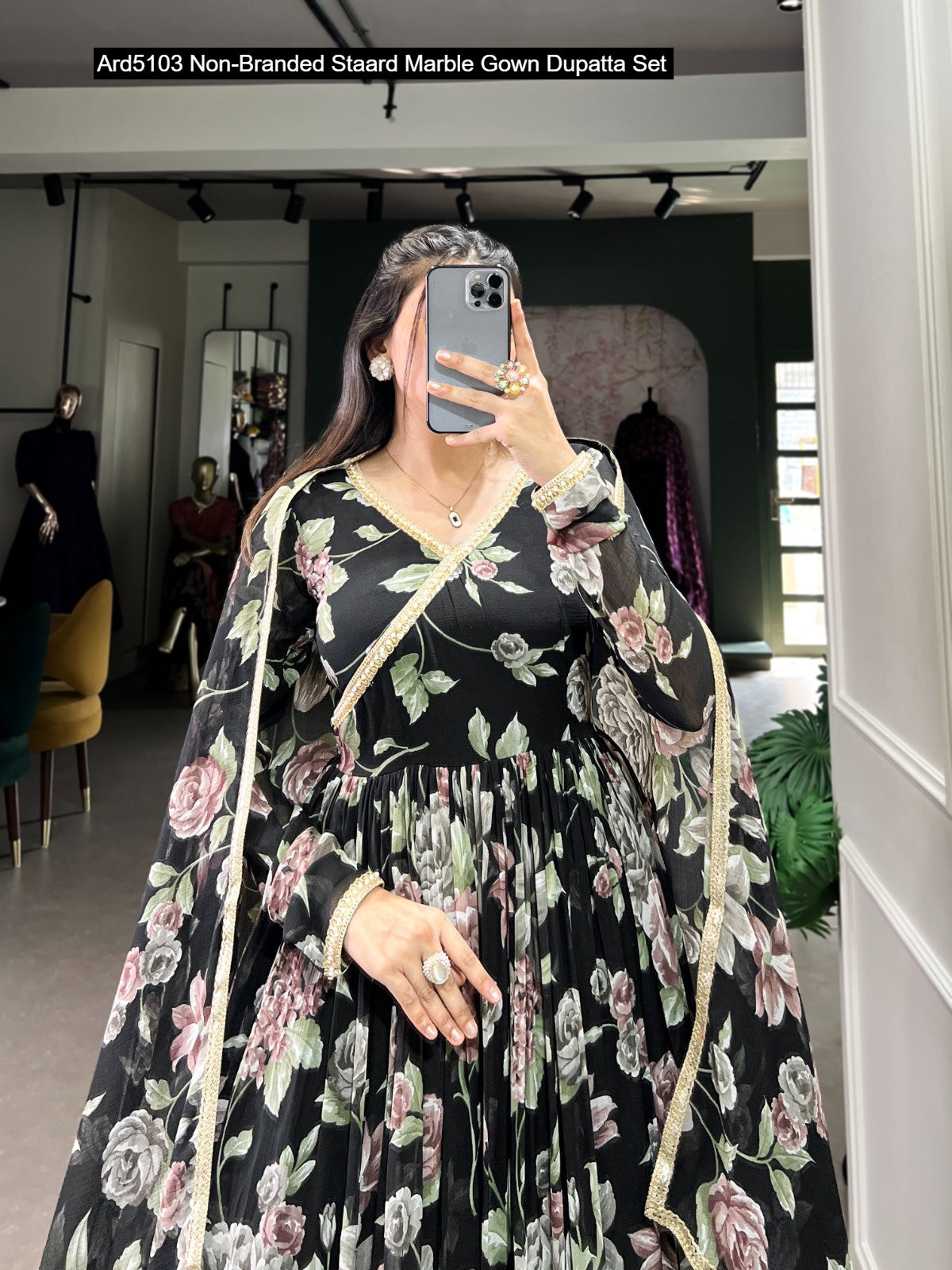 Ard5103 Non-Branded Staard Marble Gown Dupatta Set