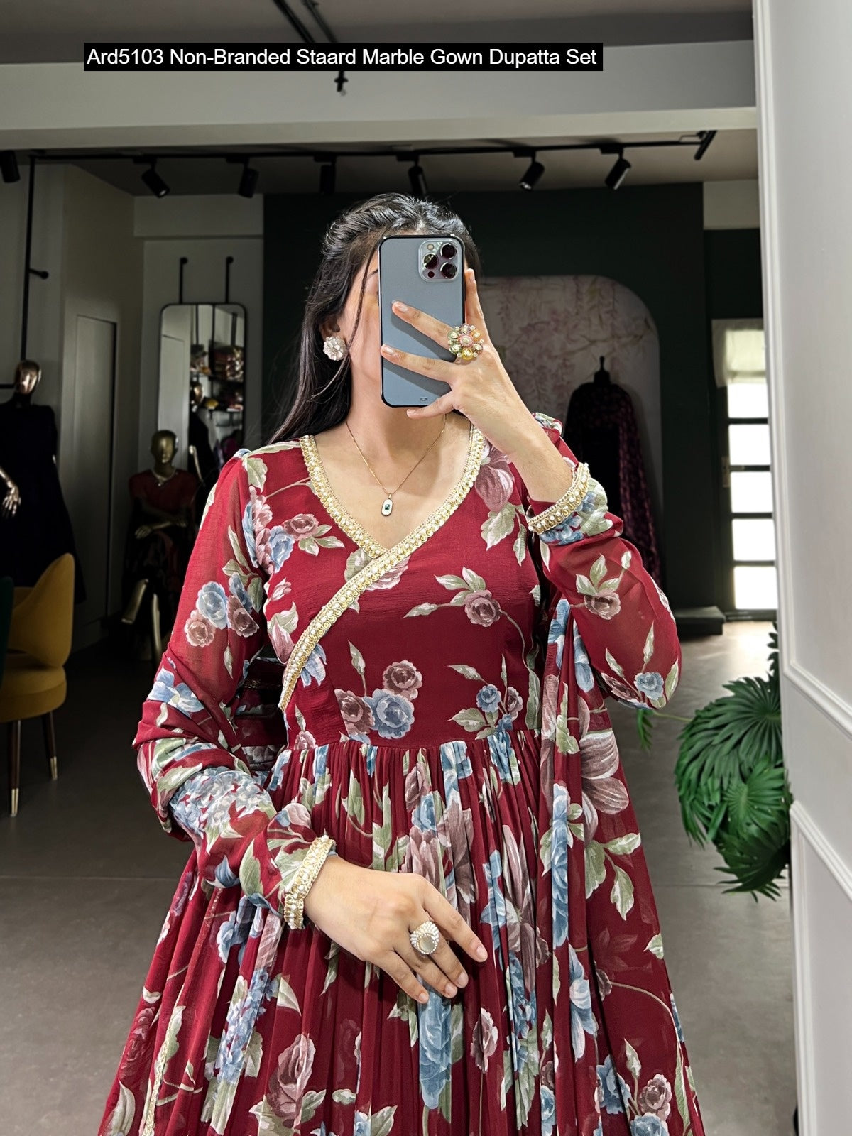 Ard5103 Non-Branded Staard Marble Gown Dupatta Set