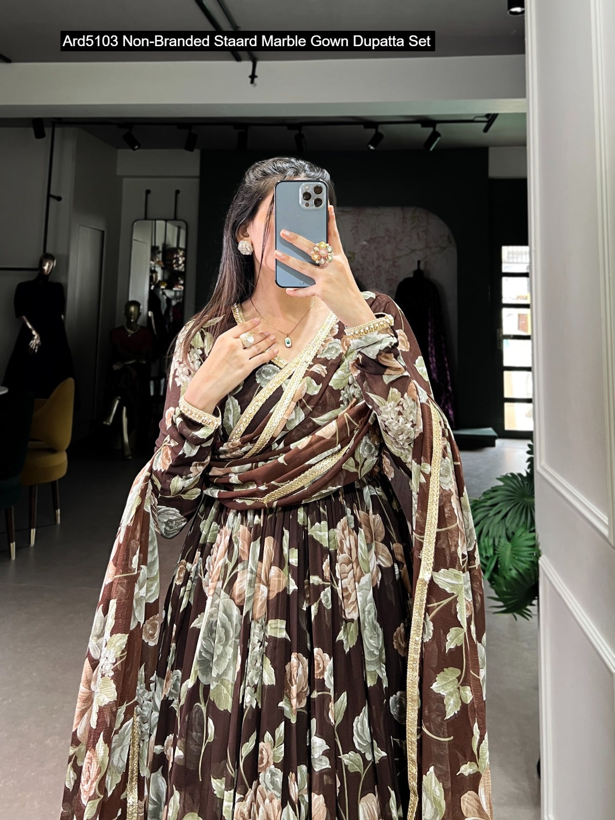 Ard5103 Non-Branded Staard Marble Gown Dupatta Set