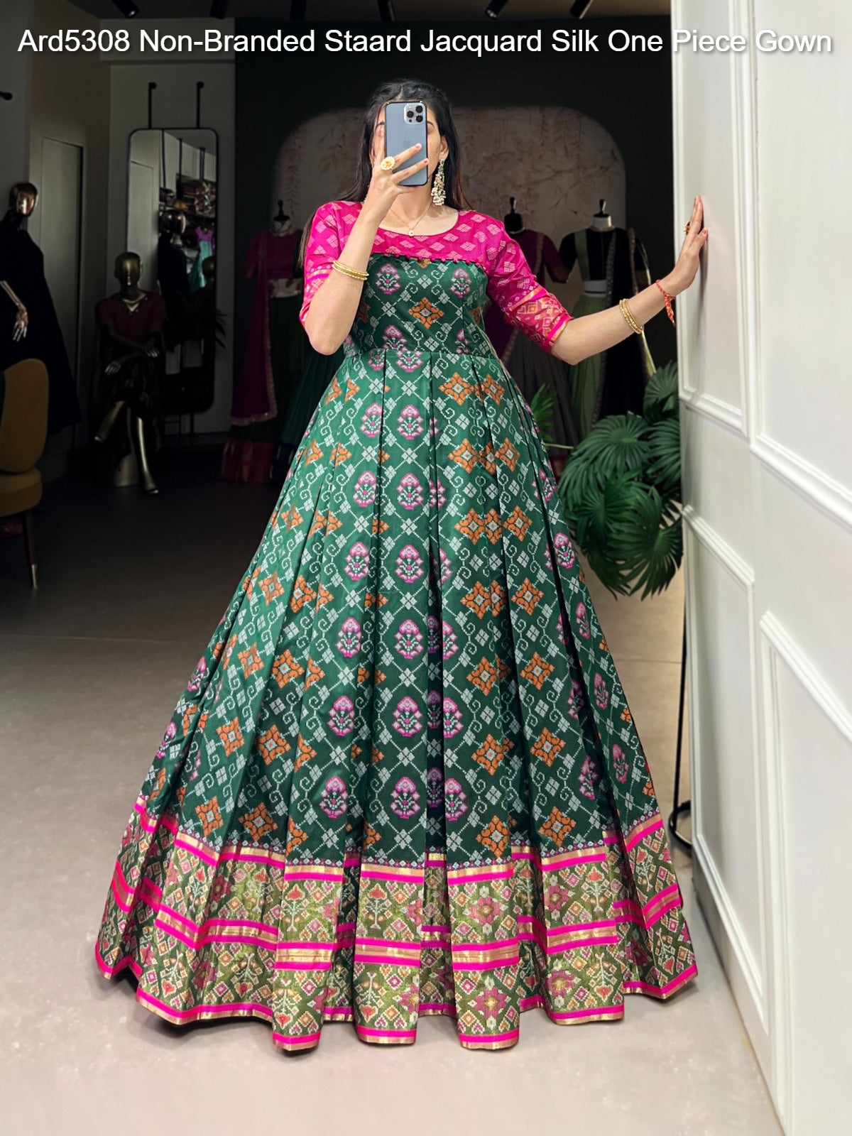 Ard5308 Non-Branded Staard Jacquard Silk One Piece Gown