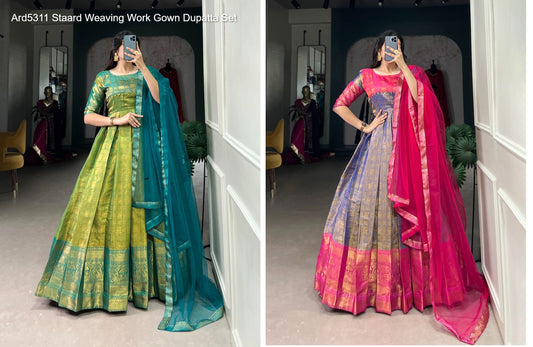 Ard5311 Staard Weaving Work Gown Dupatta Set