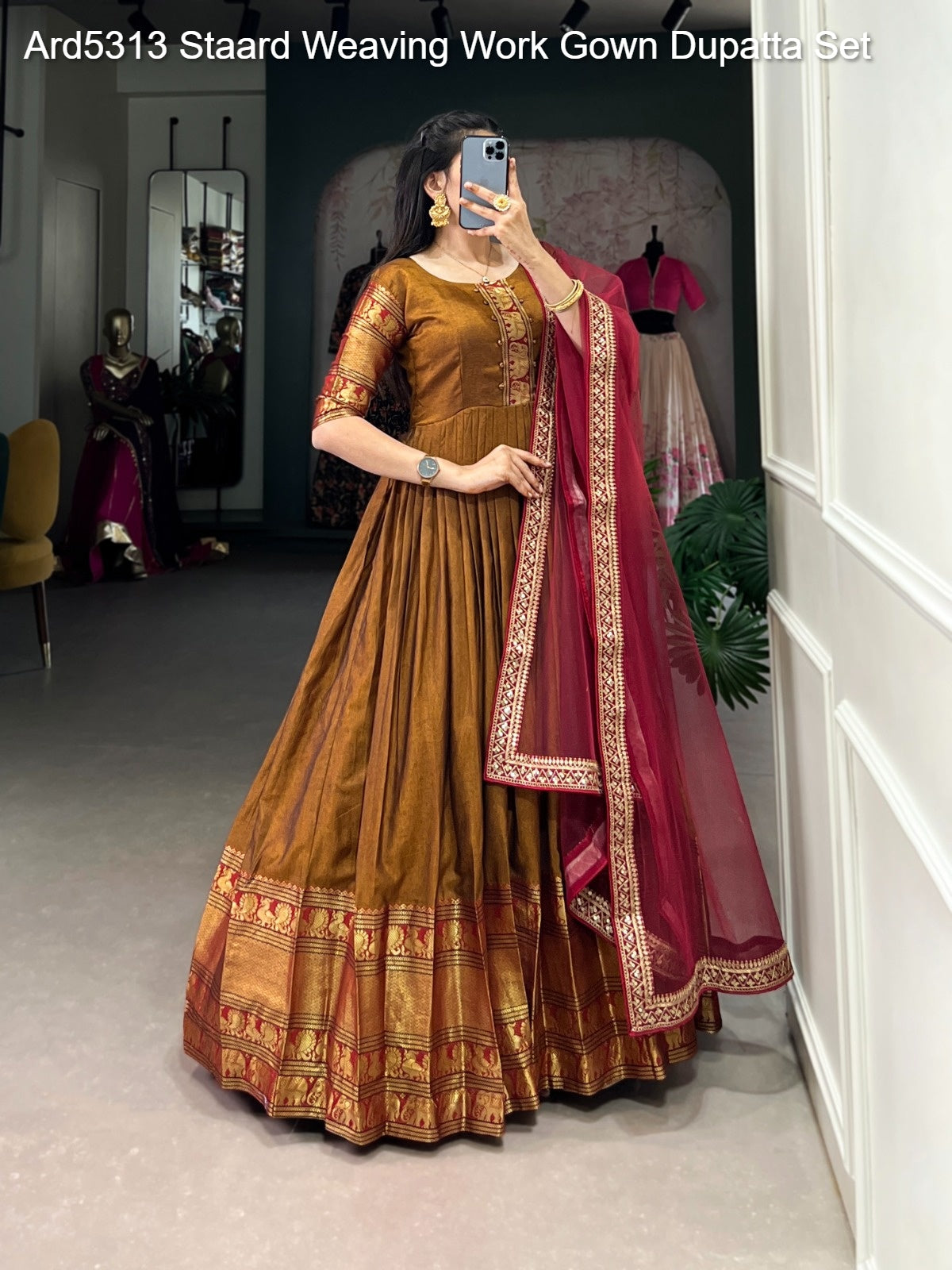 Ard5313 Staard Weaving Work Gown Dupatta Set