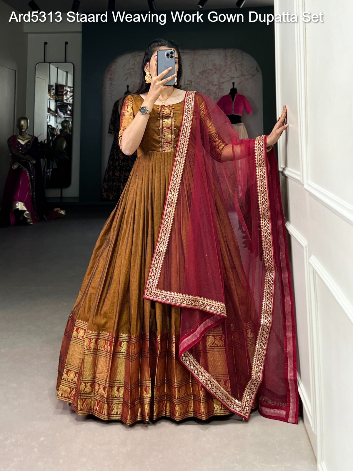 Ard5313 Staard Weaving Work Gown Dupatta Set