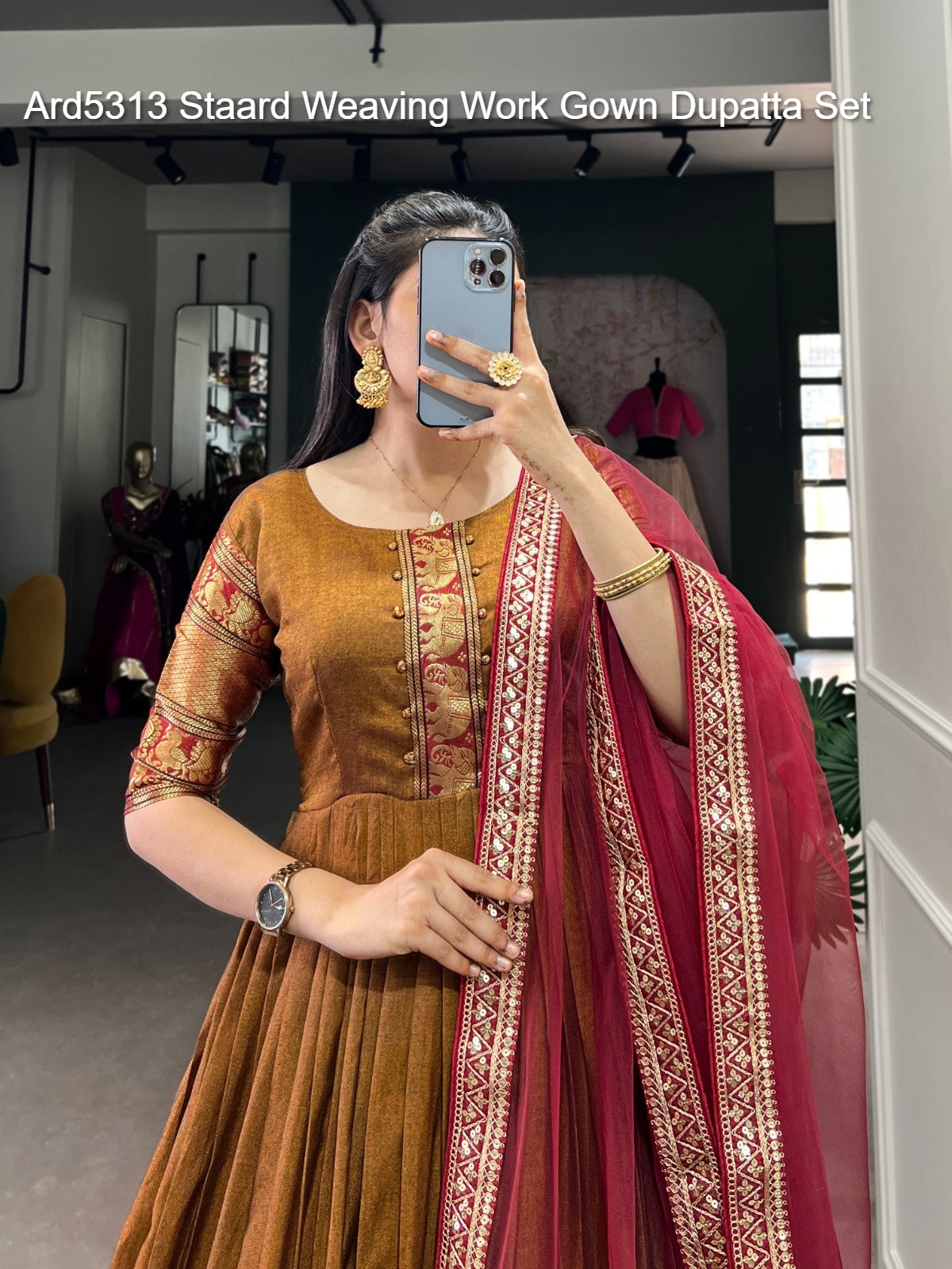 Ard5313 Staard Weaving Work Gown Dupatta Set