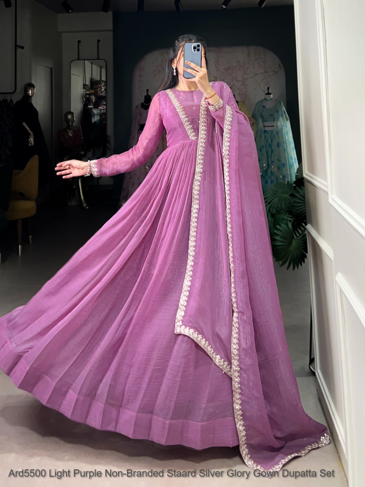 Ard5500 Light Purple Non-Branded Staard Silver Glory Gown Dupatta Set