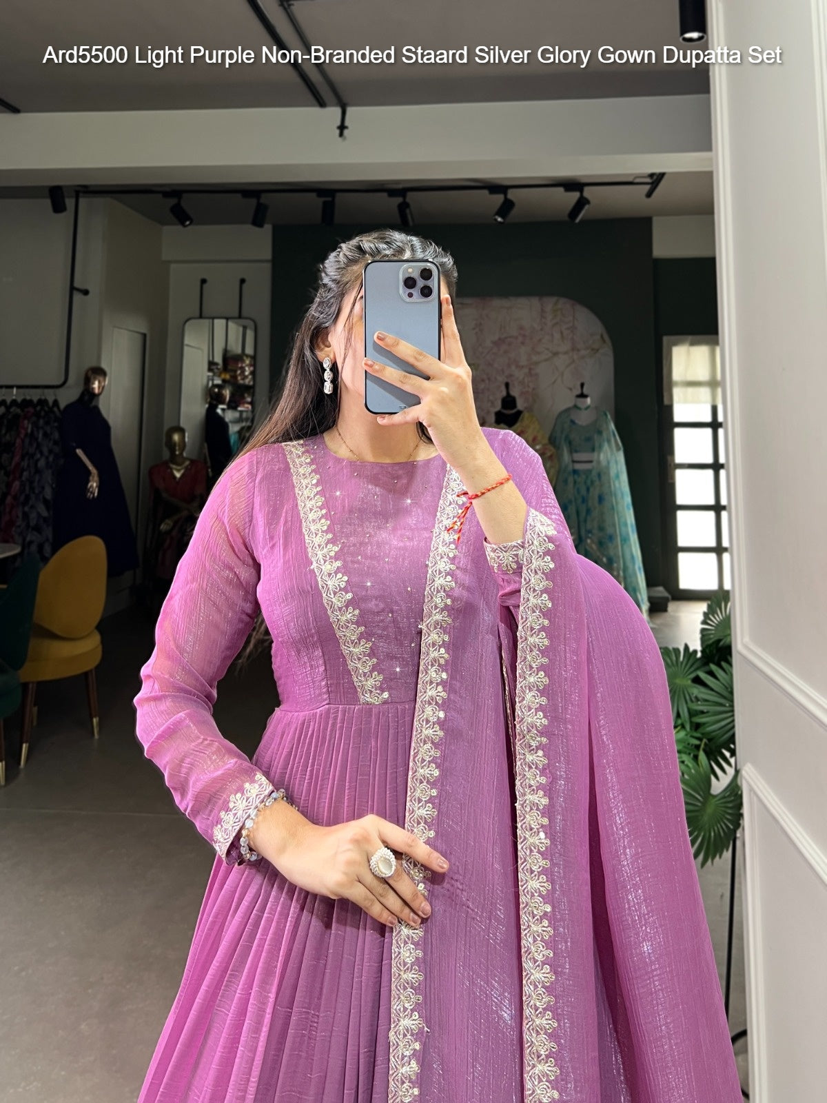 Ard5500 Light Purple Non-Branded Staard Silver Glory Gown Dupatta Set