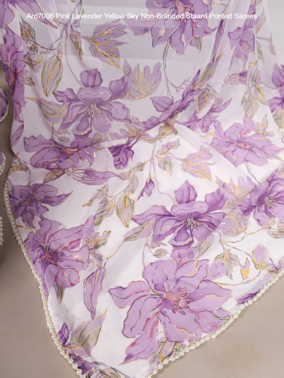 Ard7006 Pink Lavender Yellow Sky Non-Branded Staard Printed Sarees