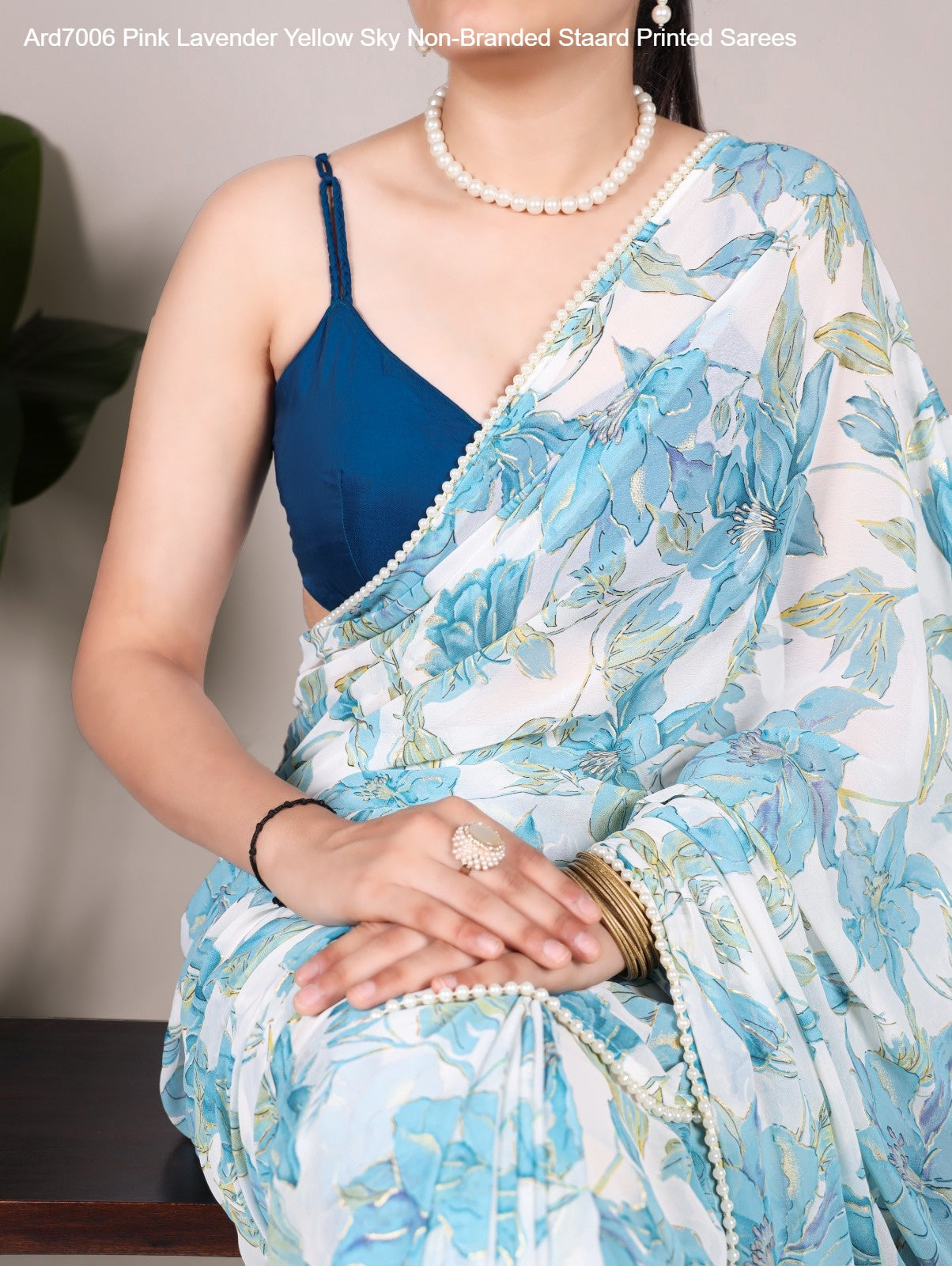 Ard7006 Pink Lavender Yellow Sky Non-Branded Staard Printed Sarees