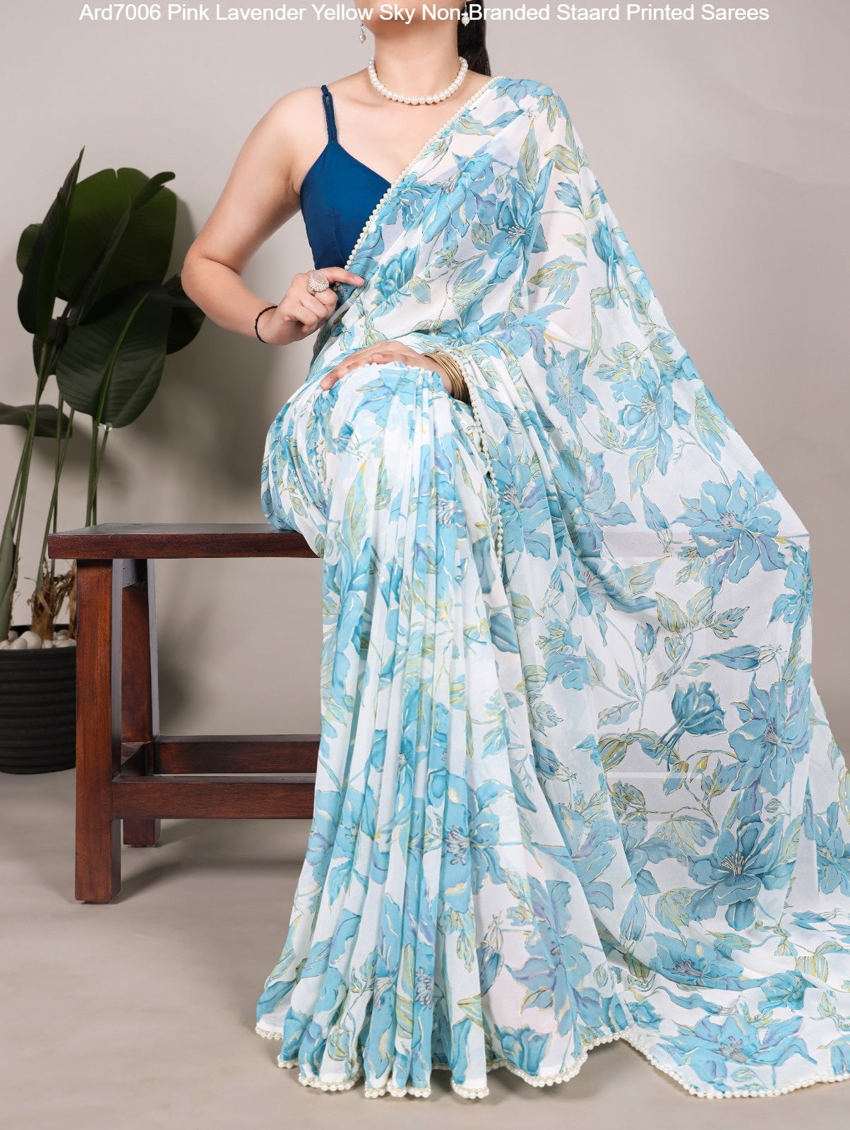 Ard7006 Pink Lavender Yellow Sky Non-Branded Staard Printed Sarees