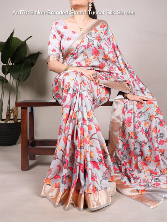 Ard7019 Non-Branded Staard Tussar Silk Sarees