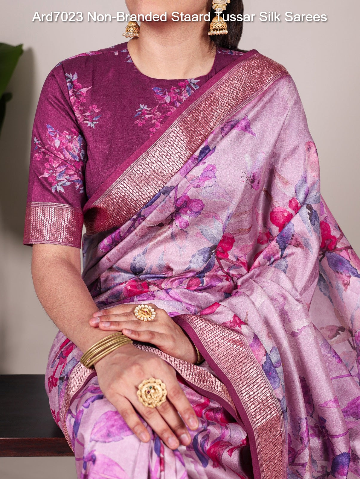 Ard7023 Non-Branded Staard Tussar Silk Sarees