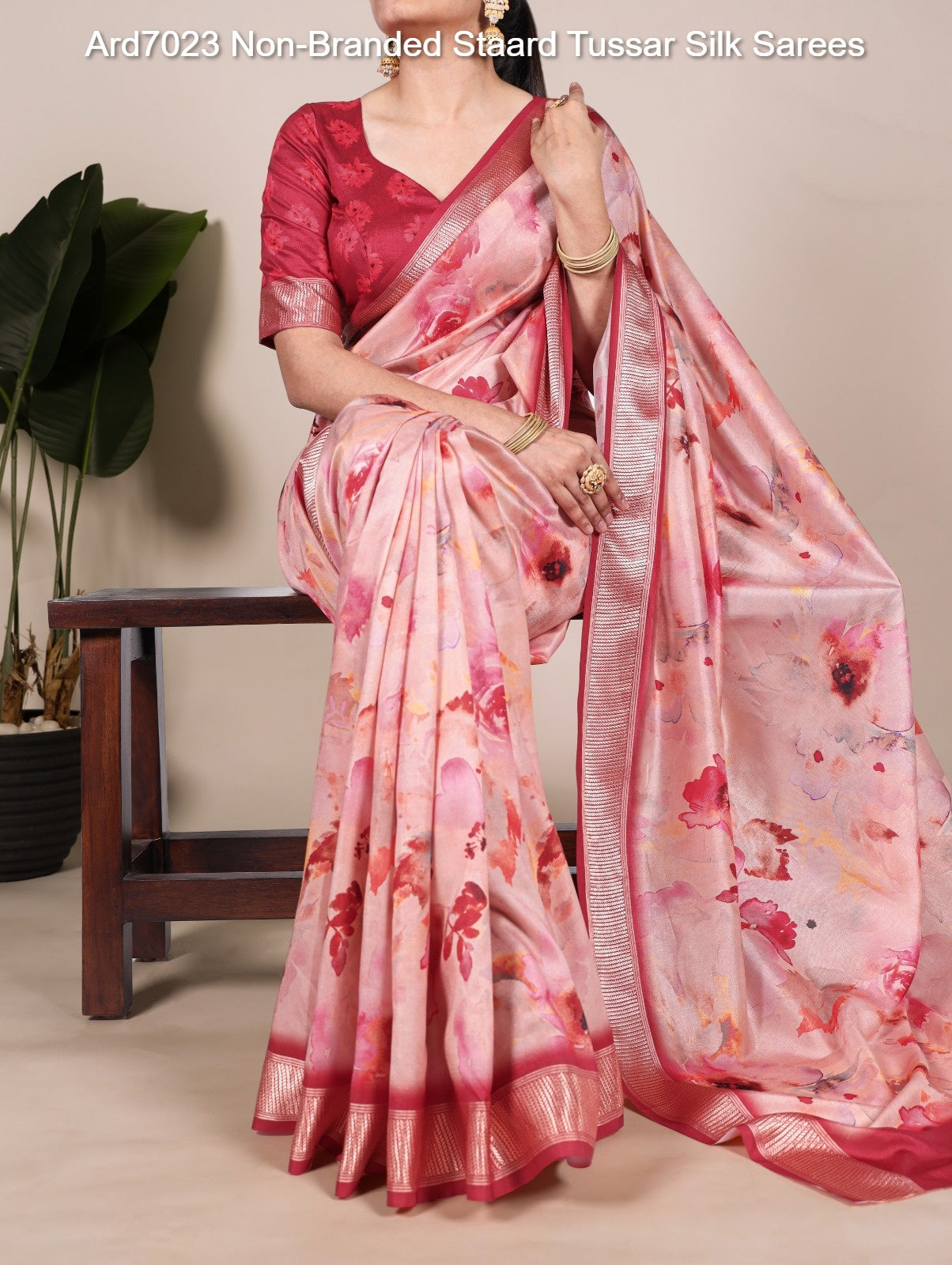 Ard7023 Non-Branded Staard Tussar Silk Sarees