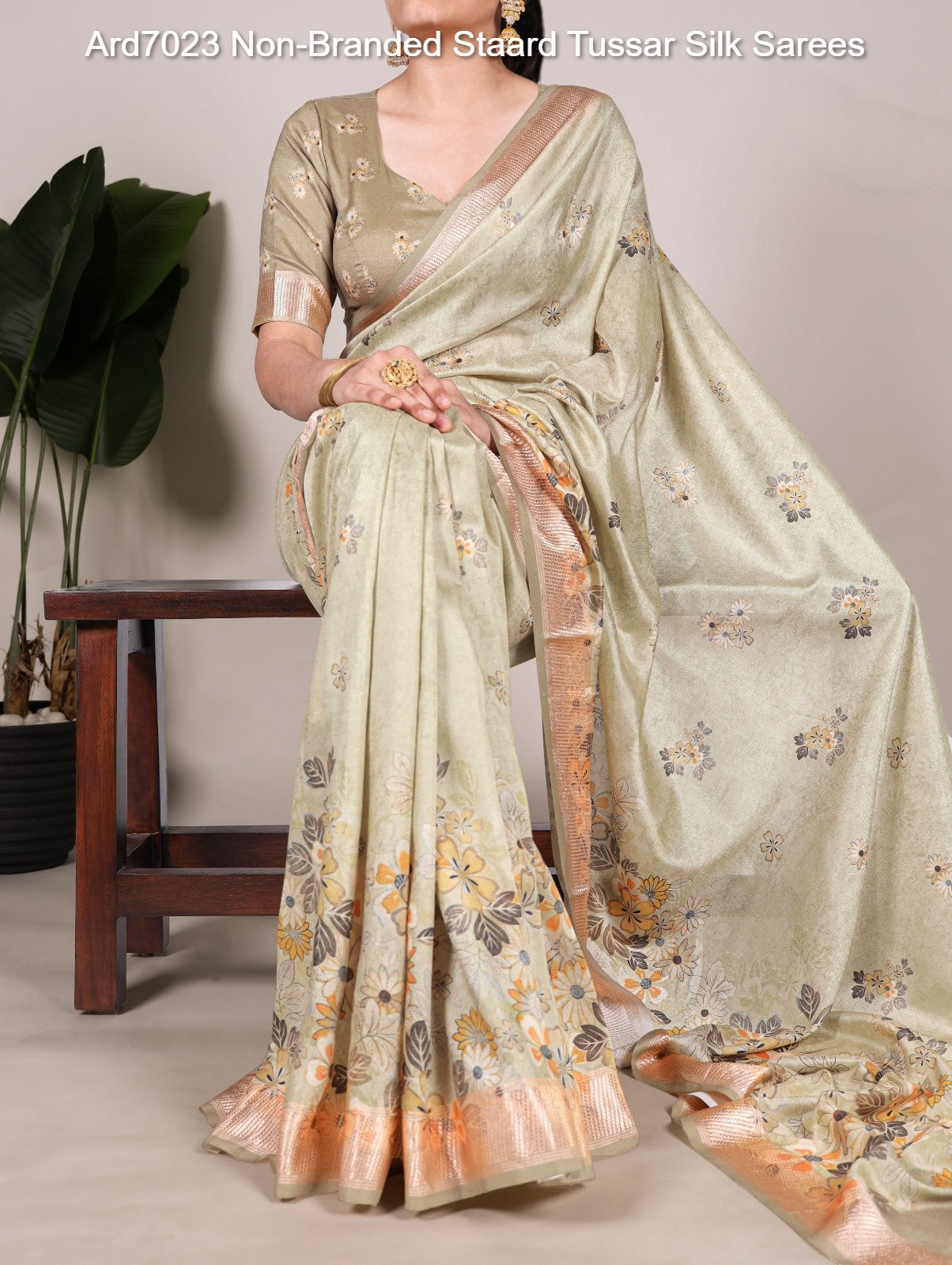 Ard7023 Non-Branded Staard Tussar Silk Sarees