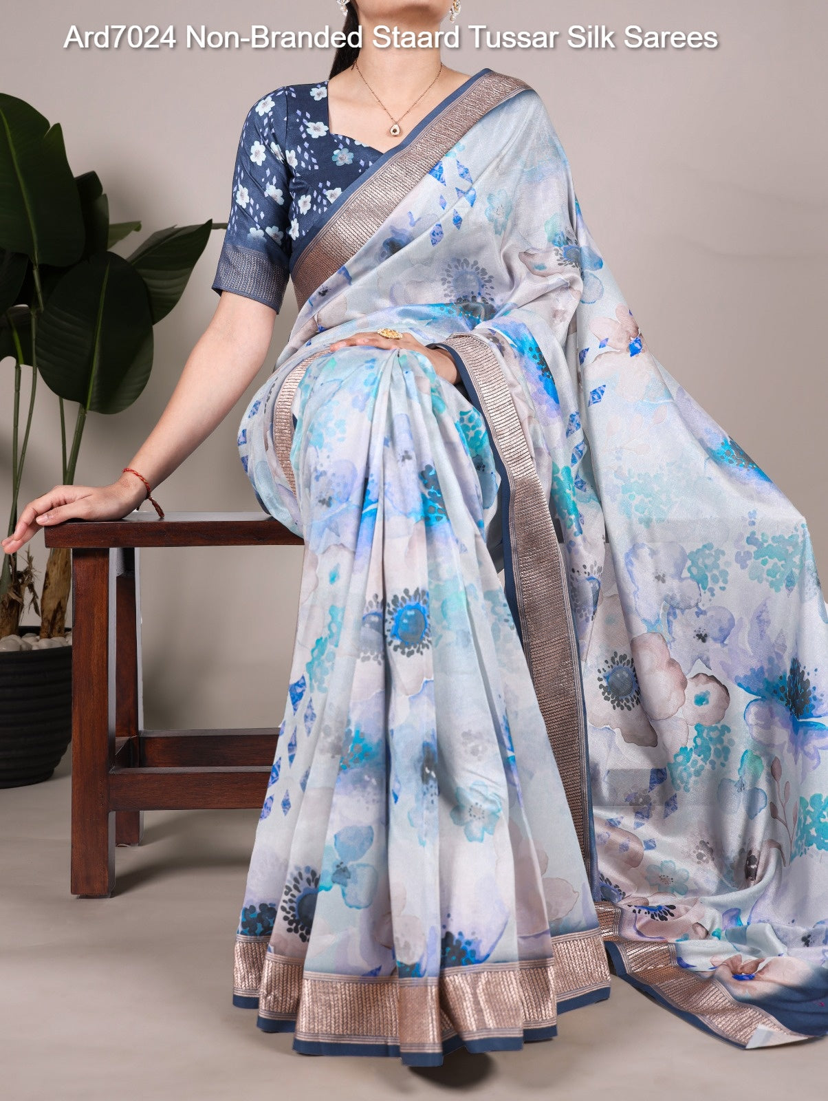 Ard7024 Non-Branded Staard Tussar Silk Sarees