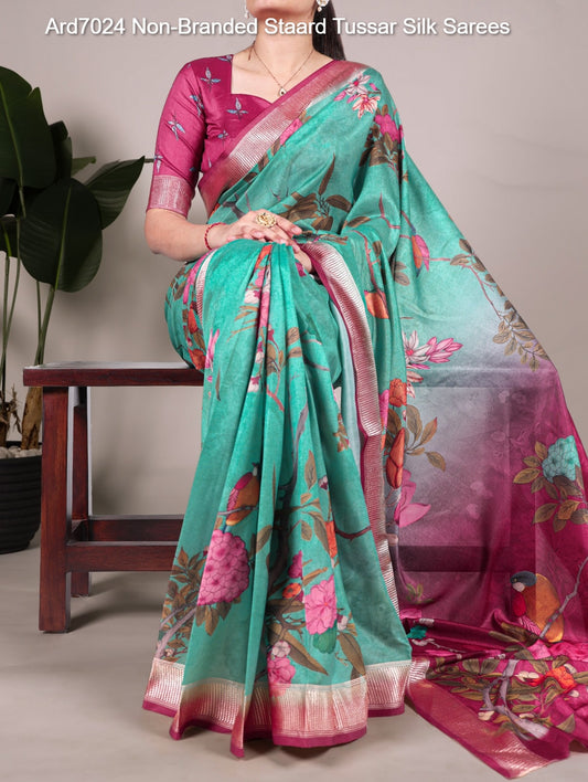 Ard7024 Non-Branded Staard Tussar Silk Sarees