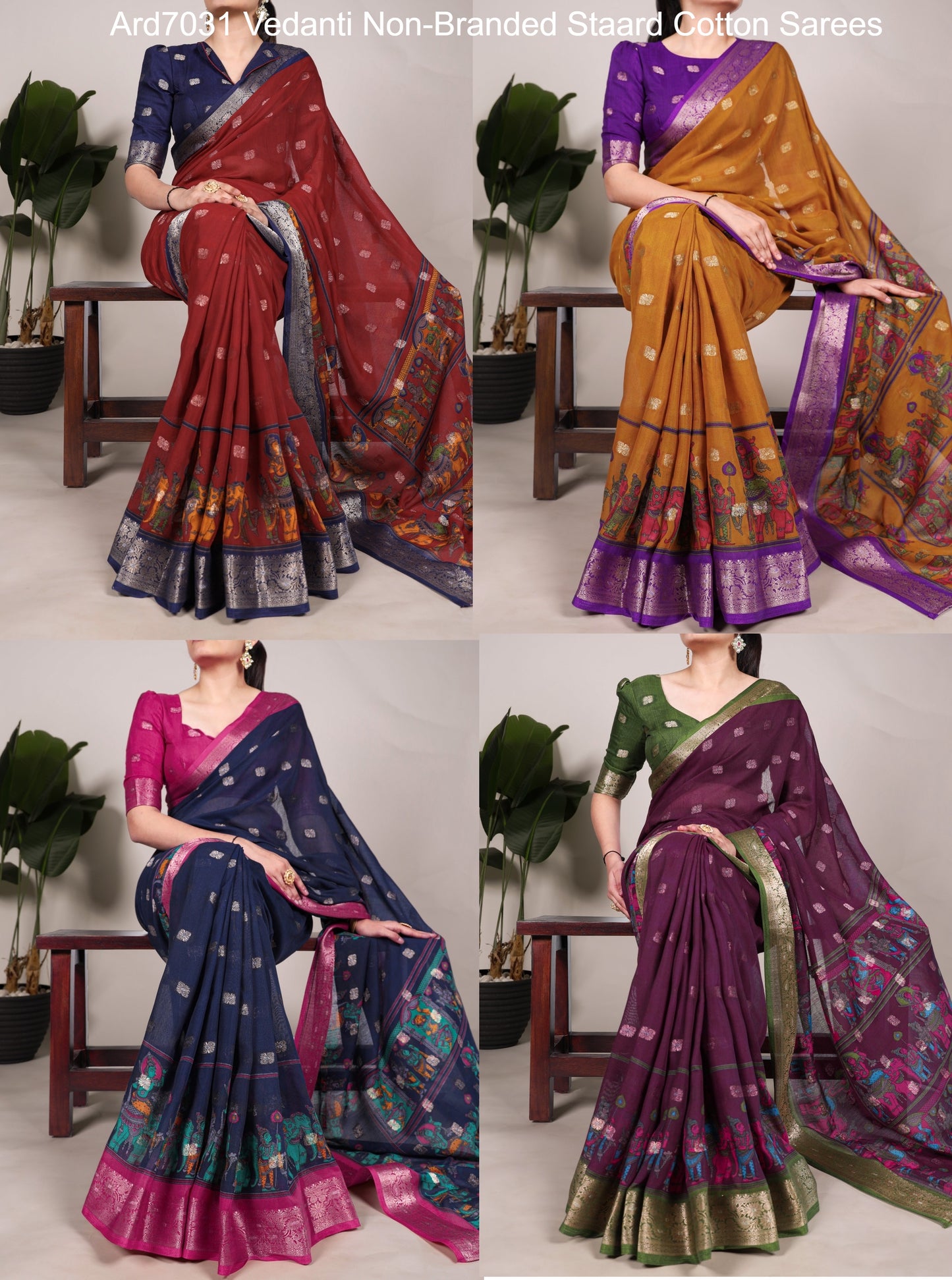 Ard7031 Vedanti Non-Branded Staard Cotton Sarees