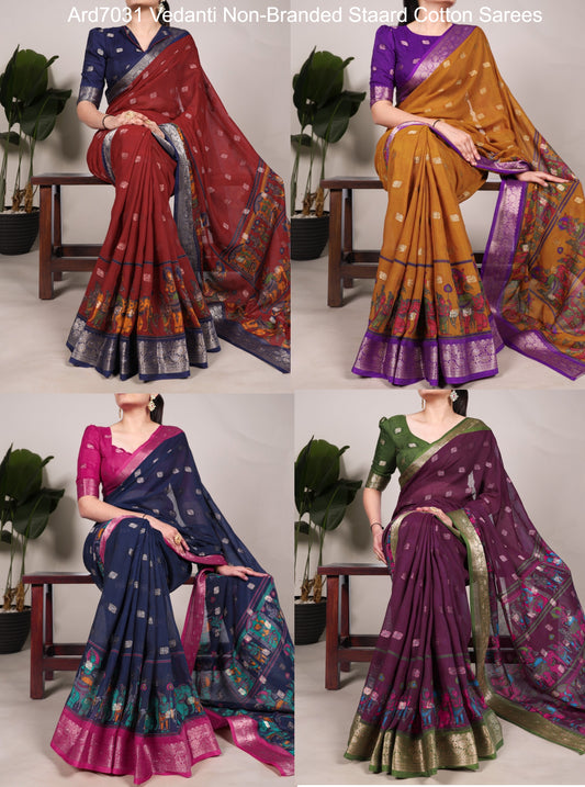 Ard7031 Vedanti Non-Branded Staard Cotton Sarees