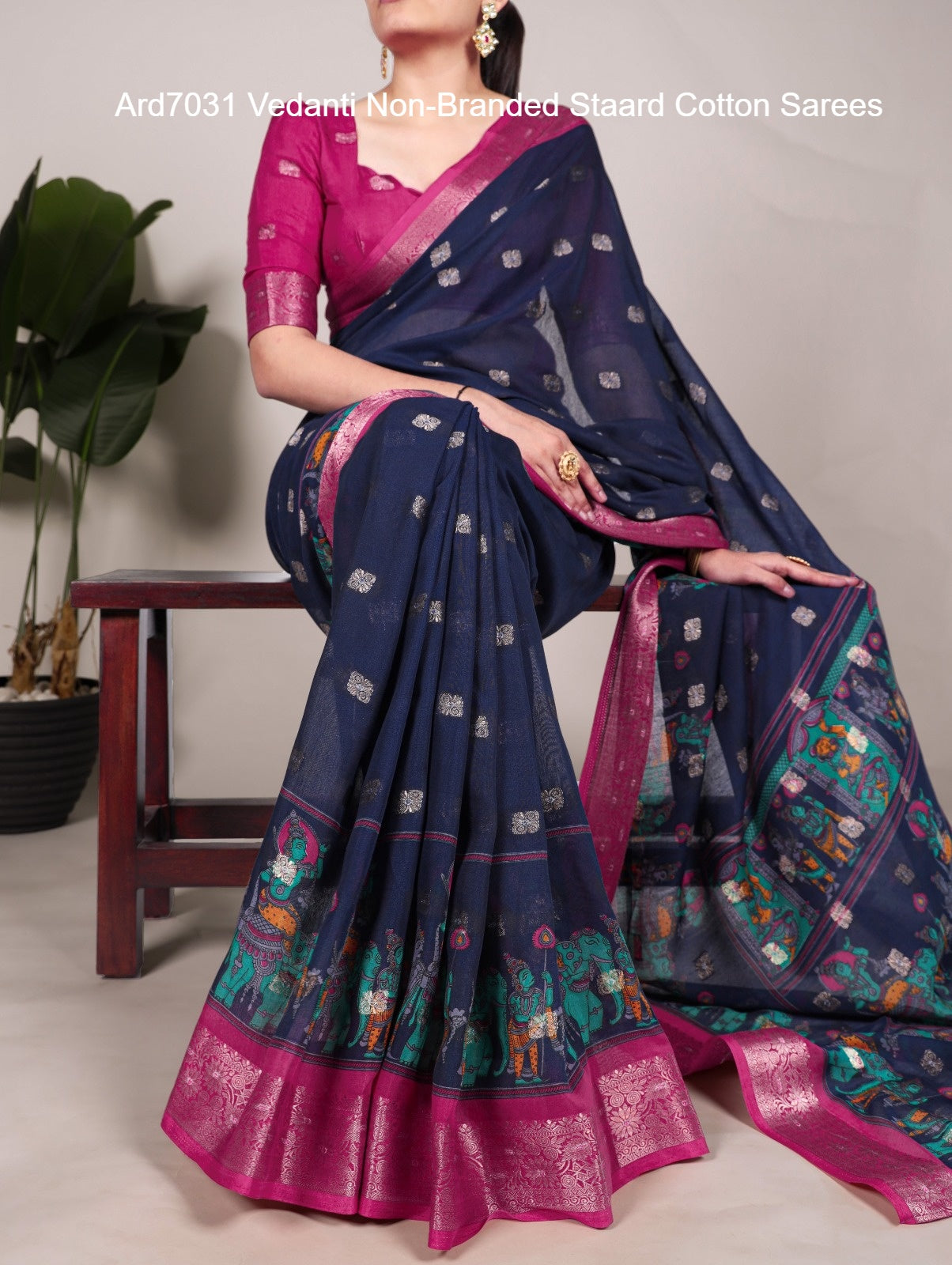Ard7031 Vedanti Non-Branded Staard Cotton Sarees