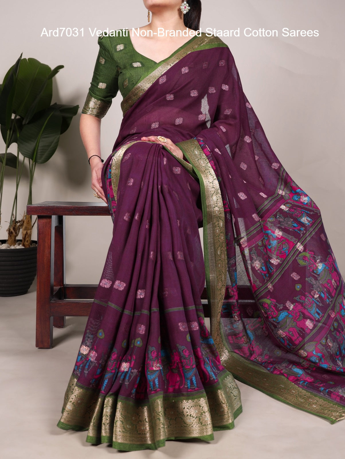 Ard7031 Vedanti Non-Branded Staard Cotton Sarees
